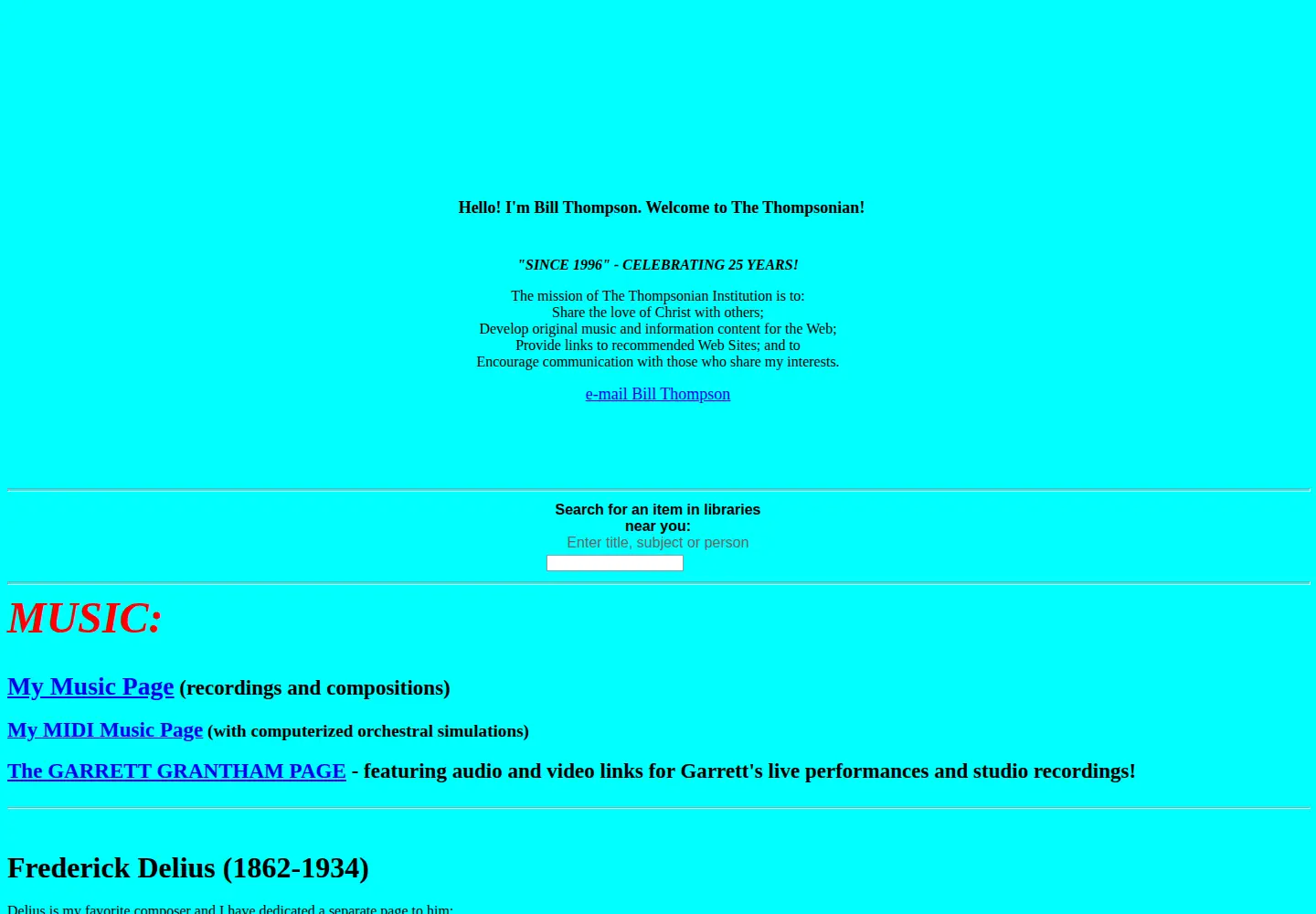 Captured homepage of thompsonian.info in the current scan