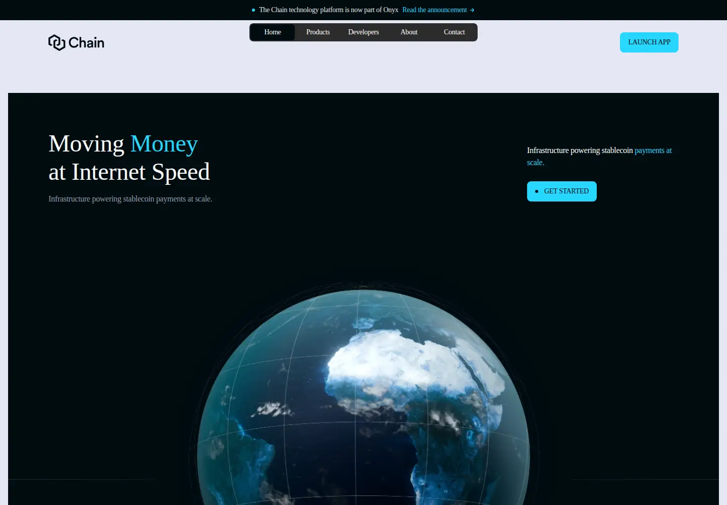 Captured homepage of chain.com in the current scan