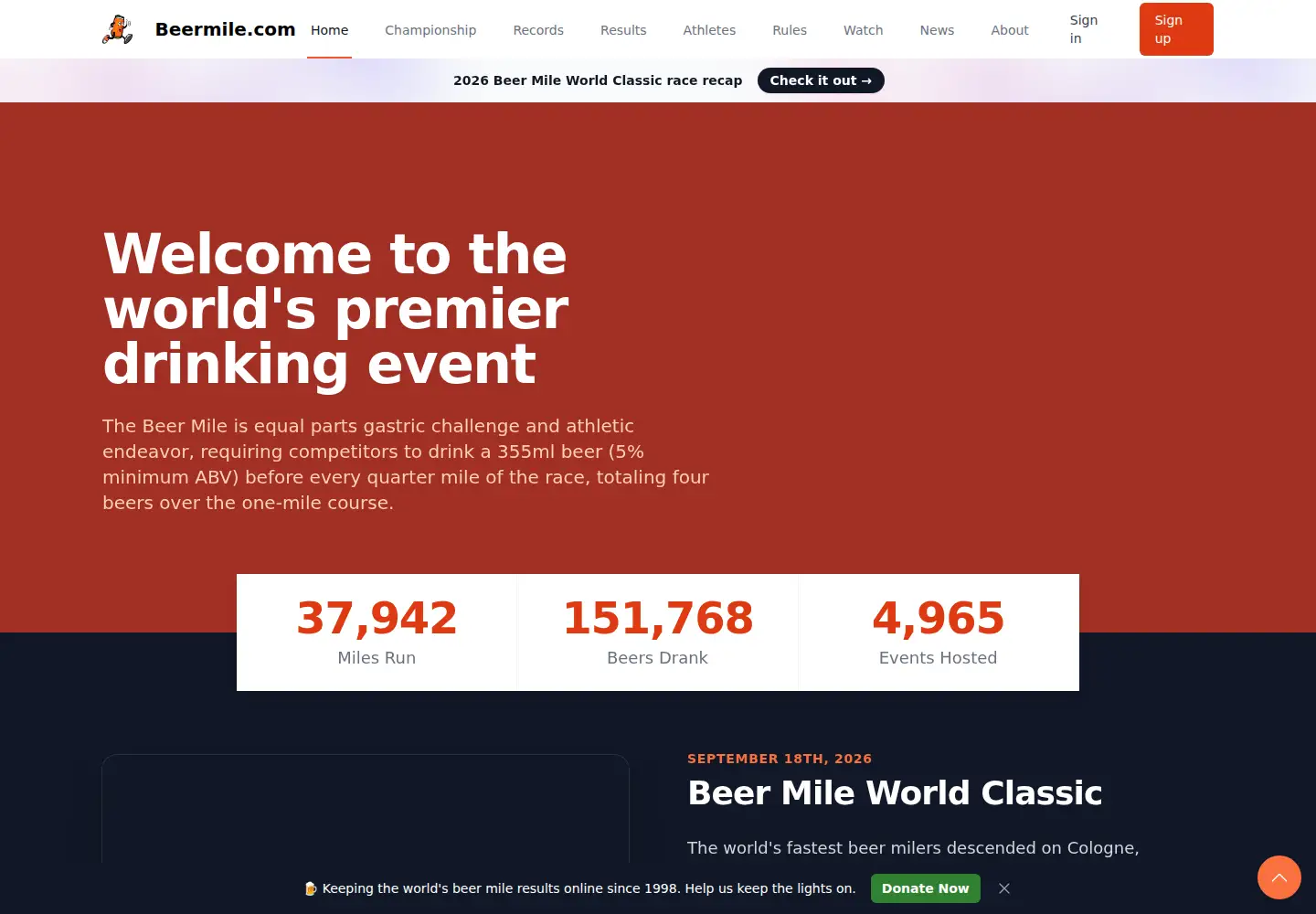 Screenshot of beermile.com