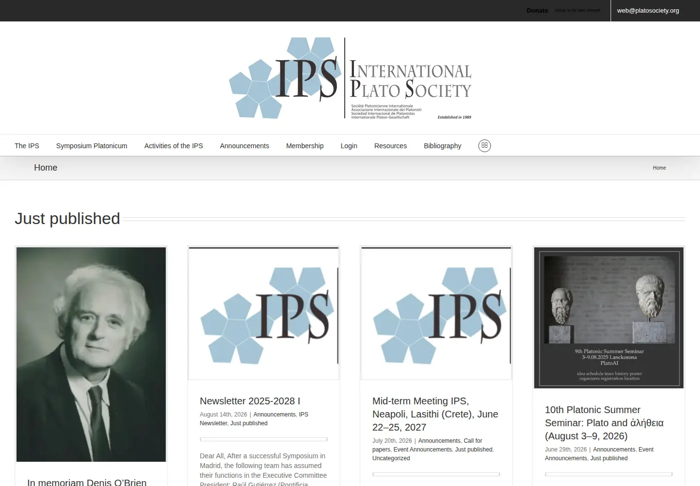 Captured homepage of platosociety.org in the current scan
