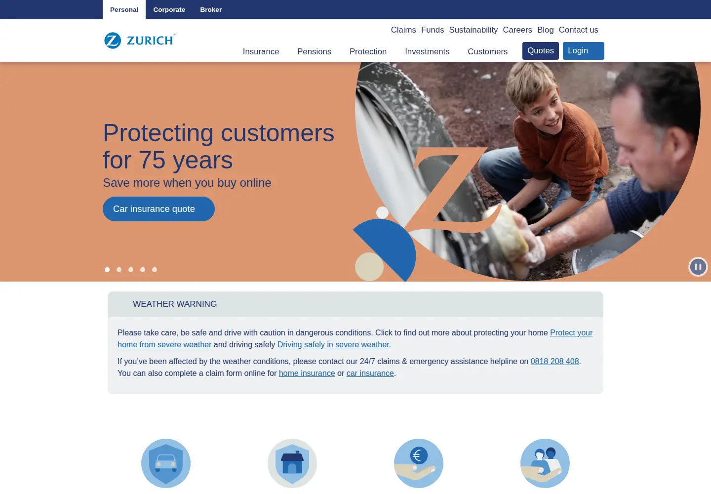Screenshot of zurich.ie