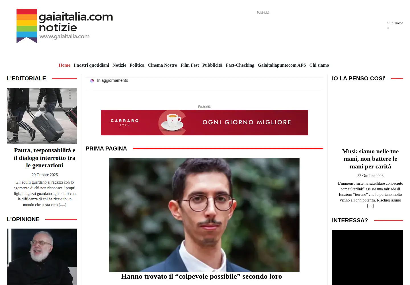 Captured homepage of gaiaitalia.com in the current scan
