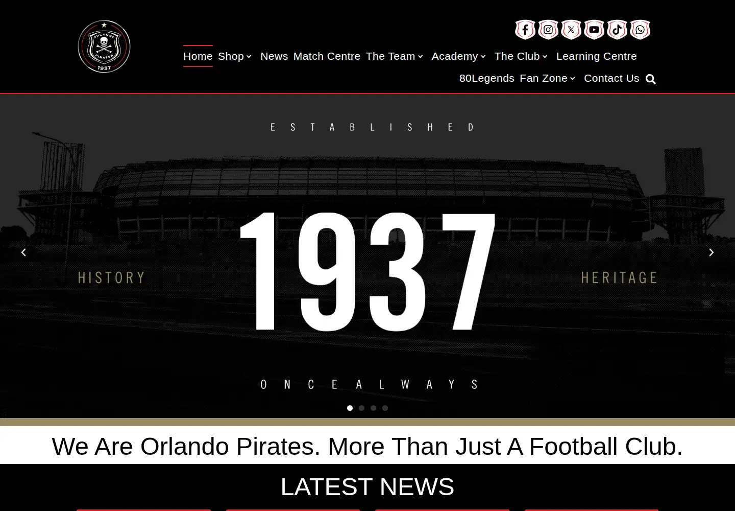 Screenshot of orlandopiratesfc.com