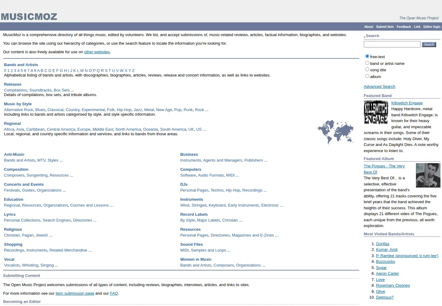 Screenshot of musicmoz.org