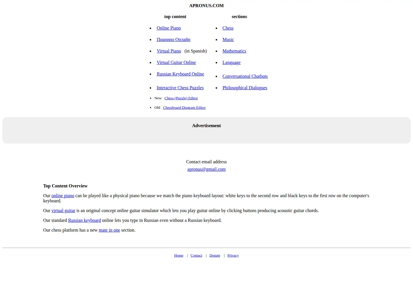 Captured homepage of apronus.com in the current scan