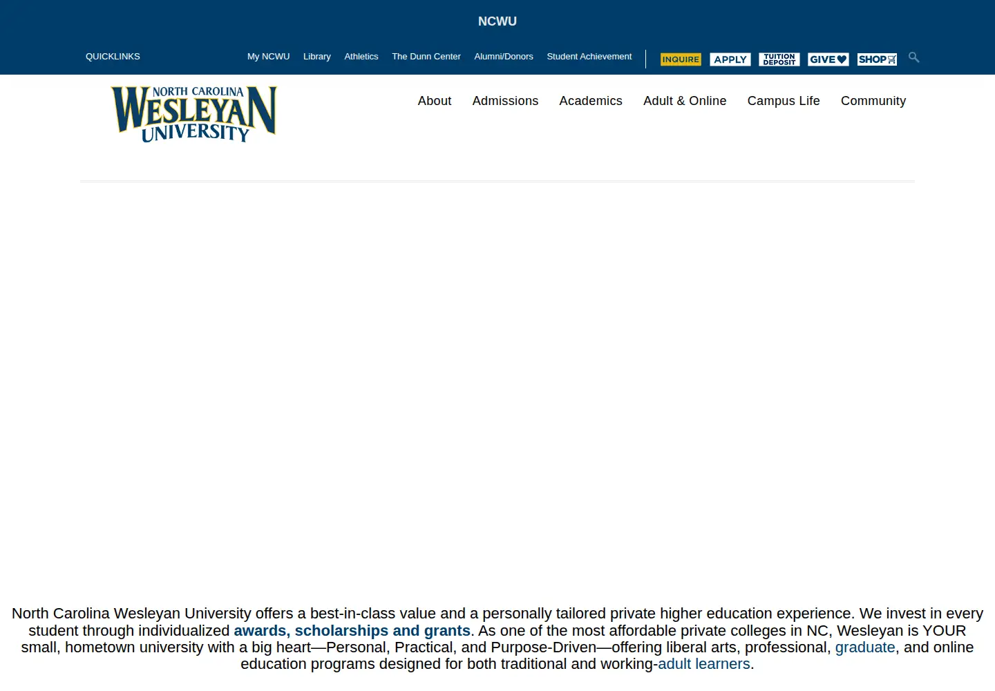 Screenshot of ncwc.edu
