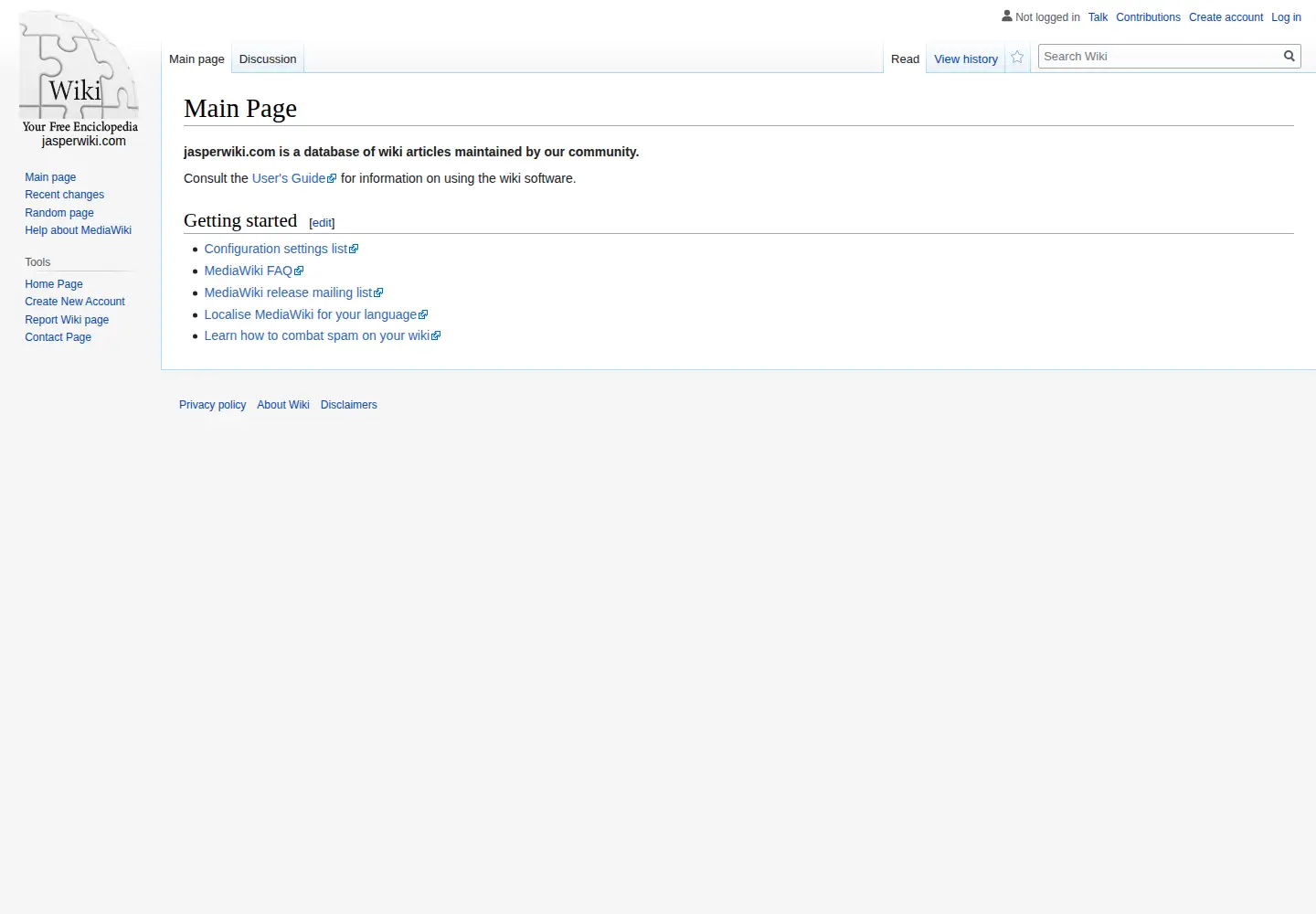 Captured homepage of jasperwiki.com in the current scan