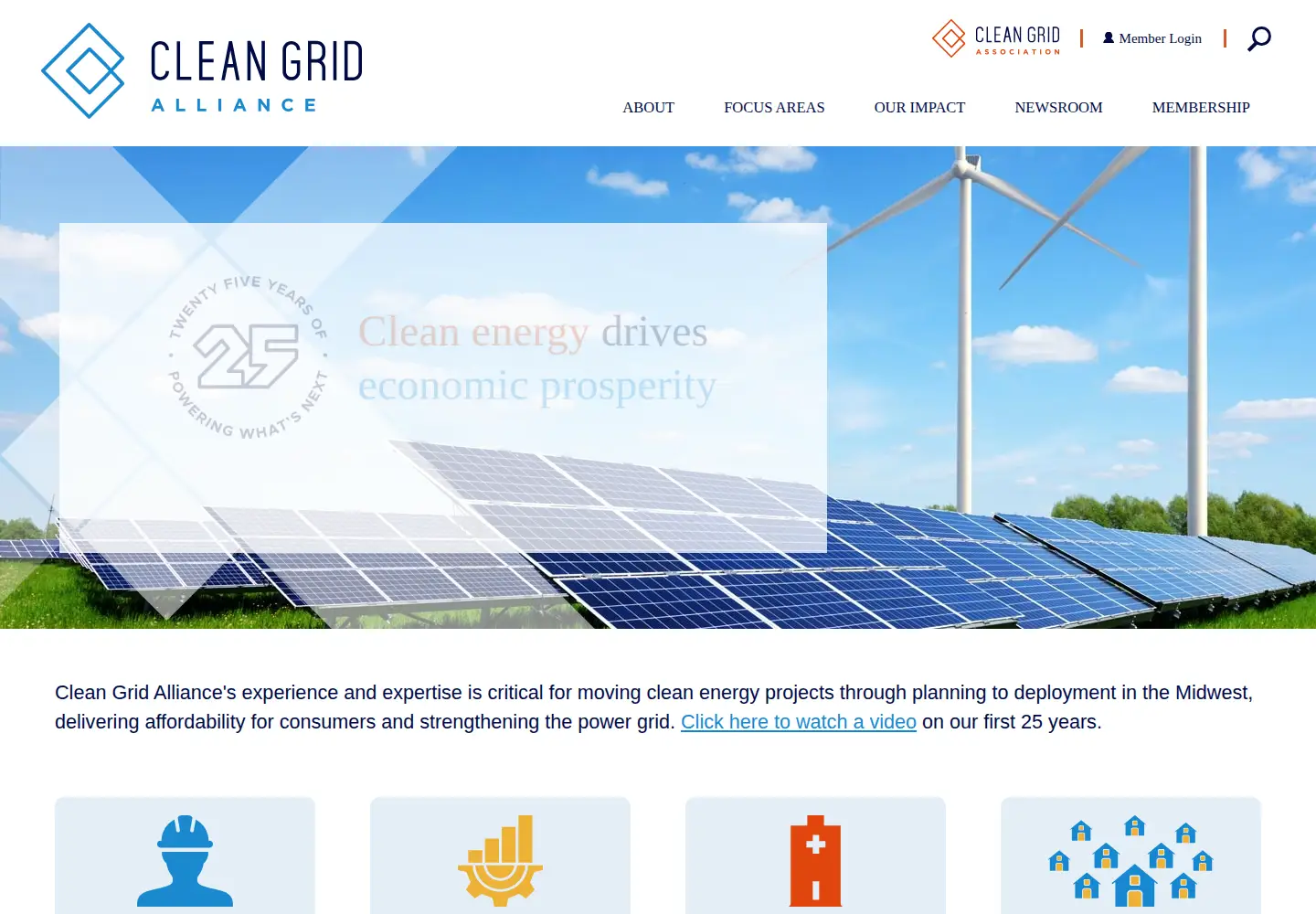 Captured homepage of cleangridalliance.org in the current scan