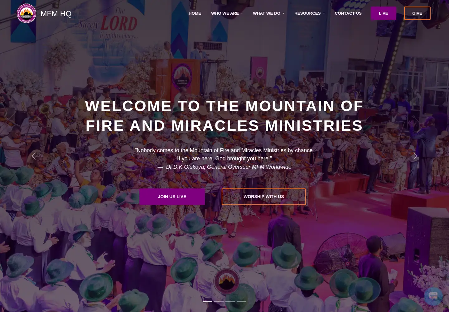 Captured homepage of mountainoffire.org in the current scan