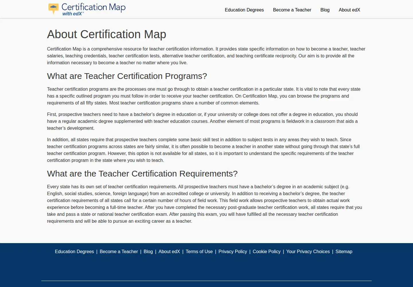 Screenshot of certificationmap.com