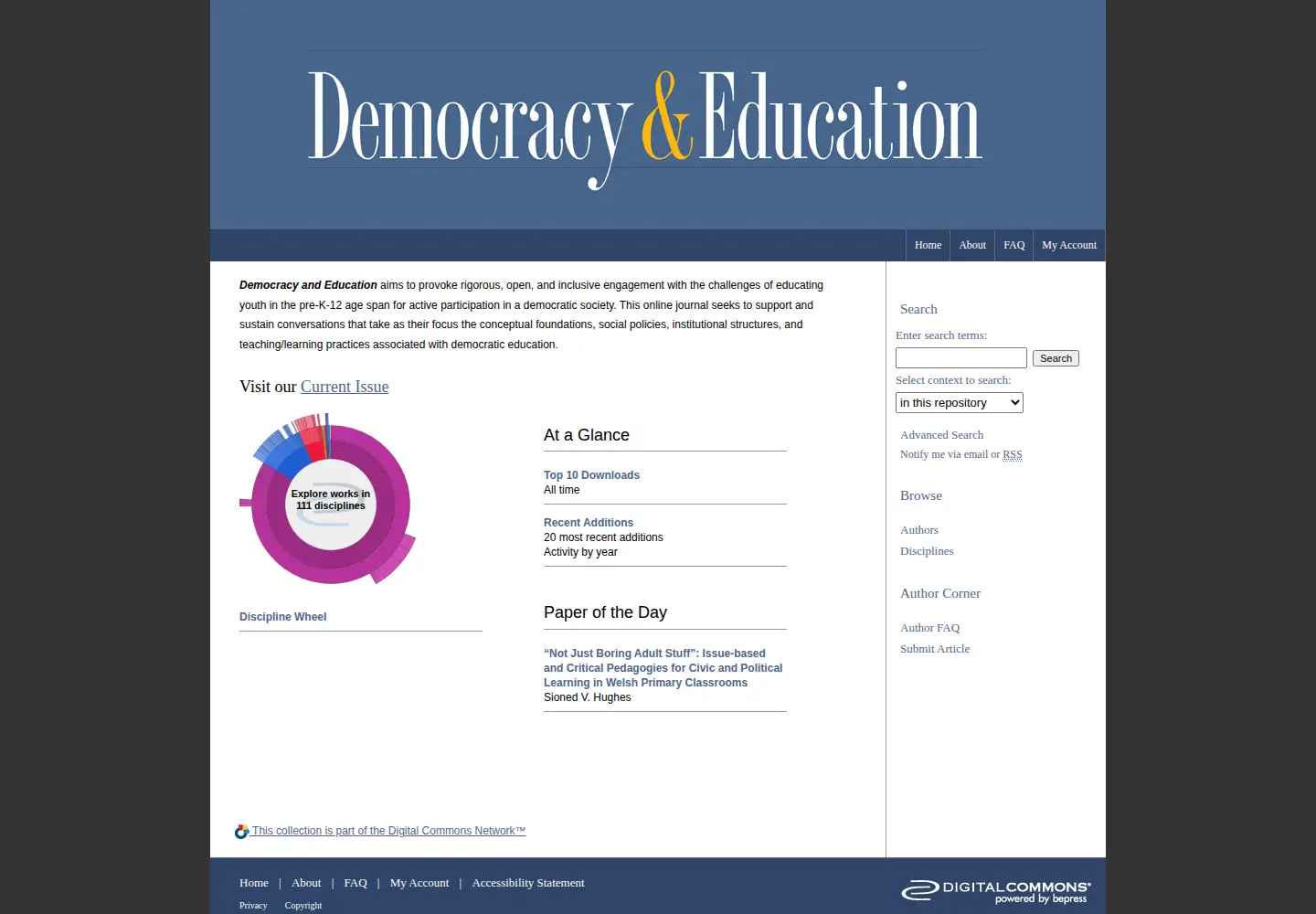 Screenshot of democracyeducationjournal.org