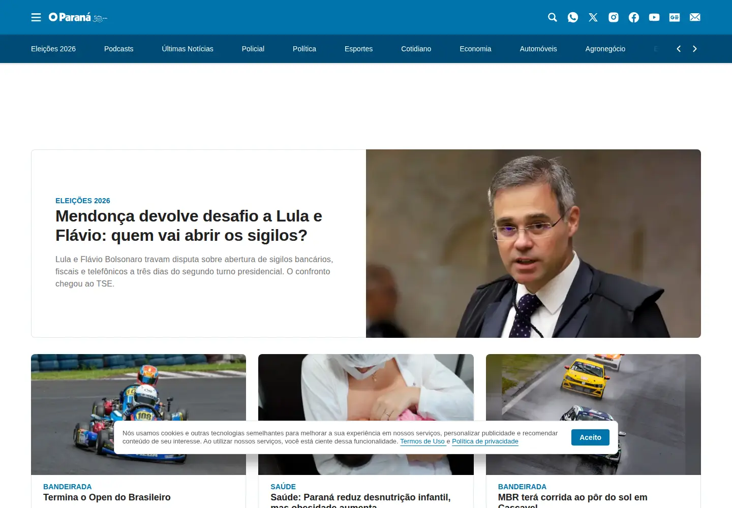 Captured homepage of oparana.com.br in the current scan