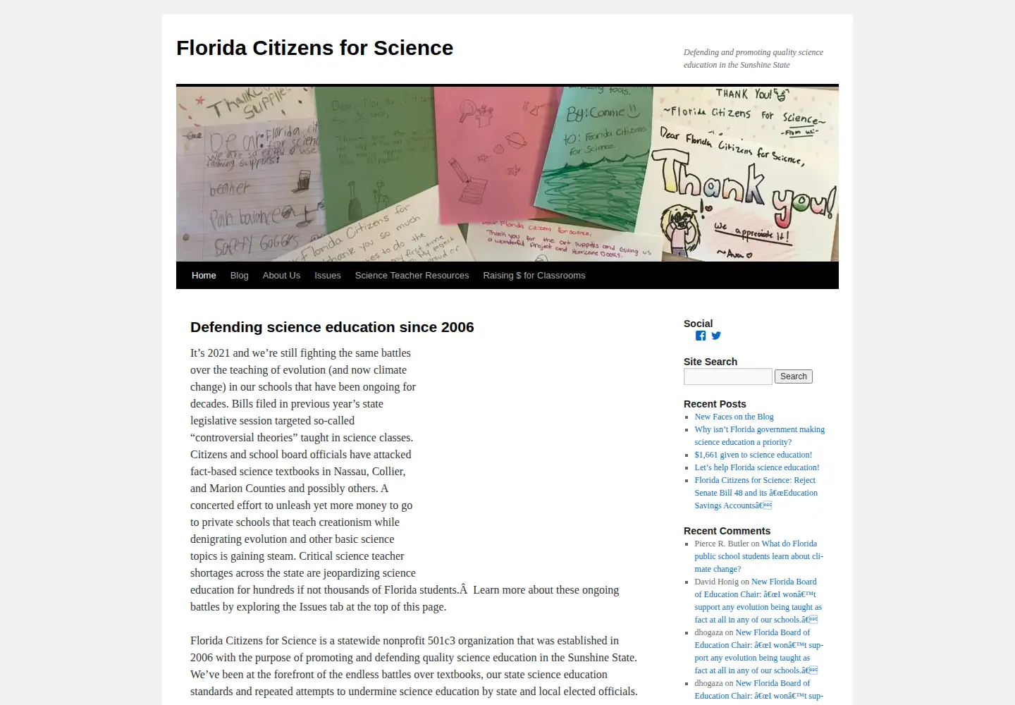 Captured homepage of flascience.org in the current scan
