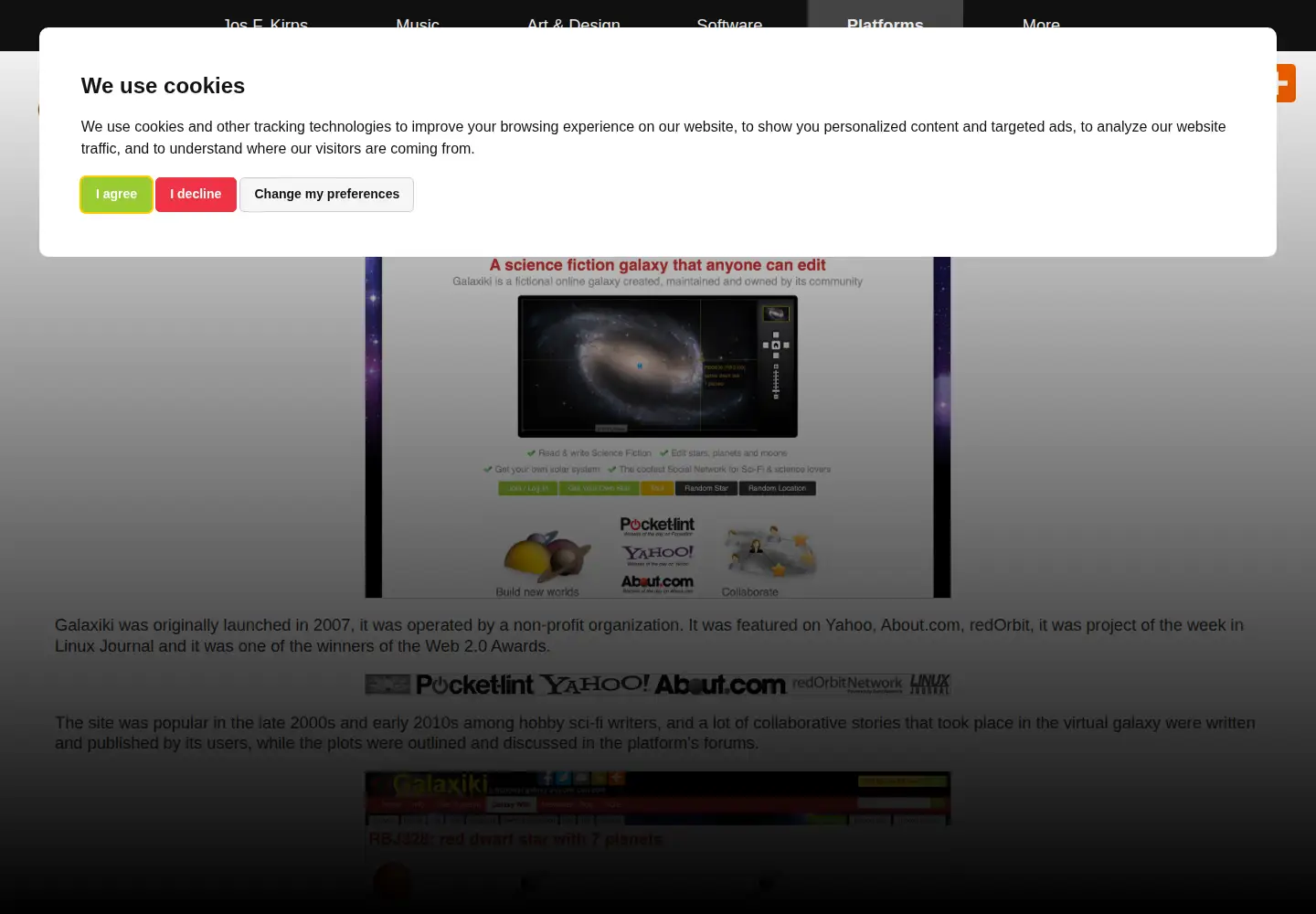 Screenshot of galaxiki.org from the current report