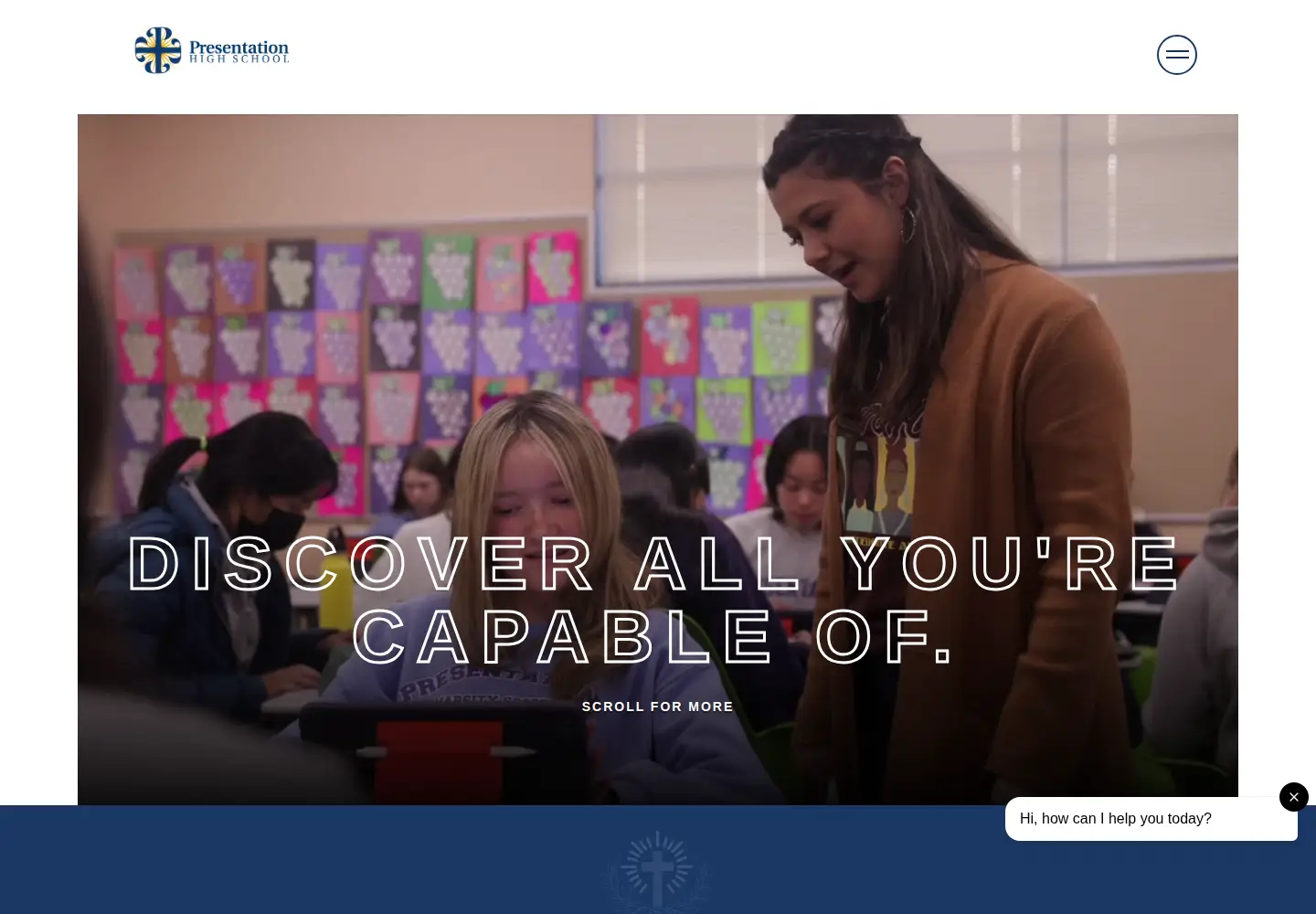 Captured homepage of presentationhs.org in the current scan