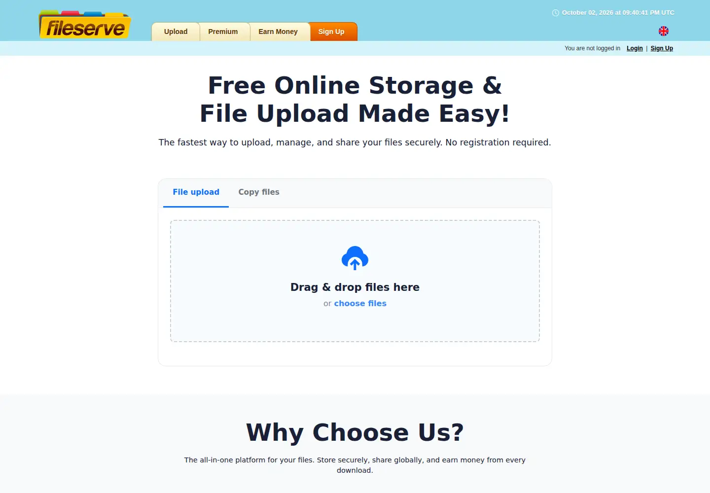Screenshot of fileserve.com