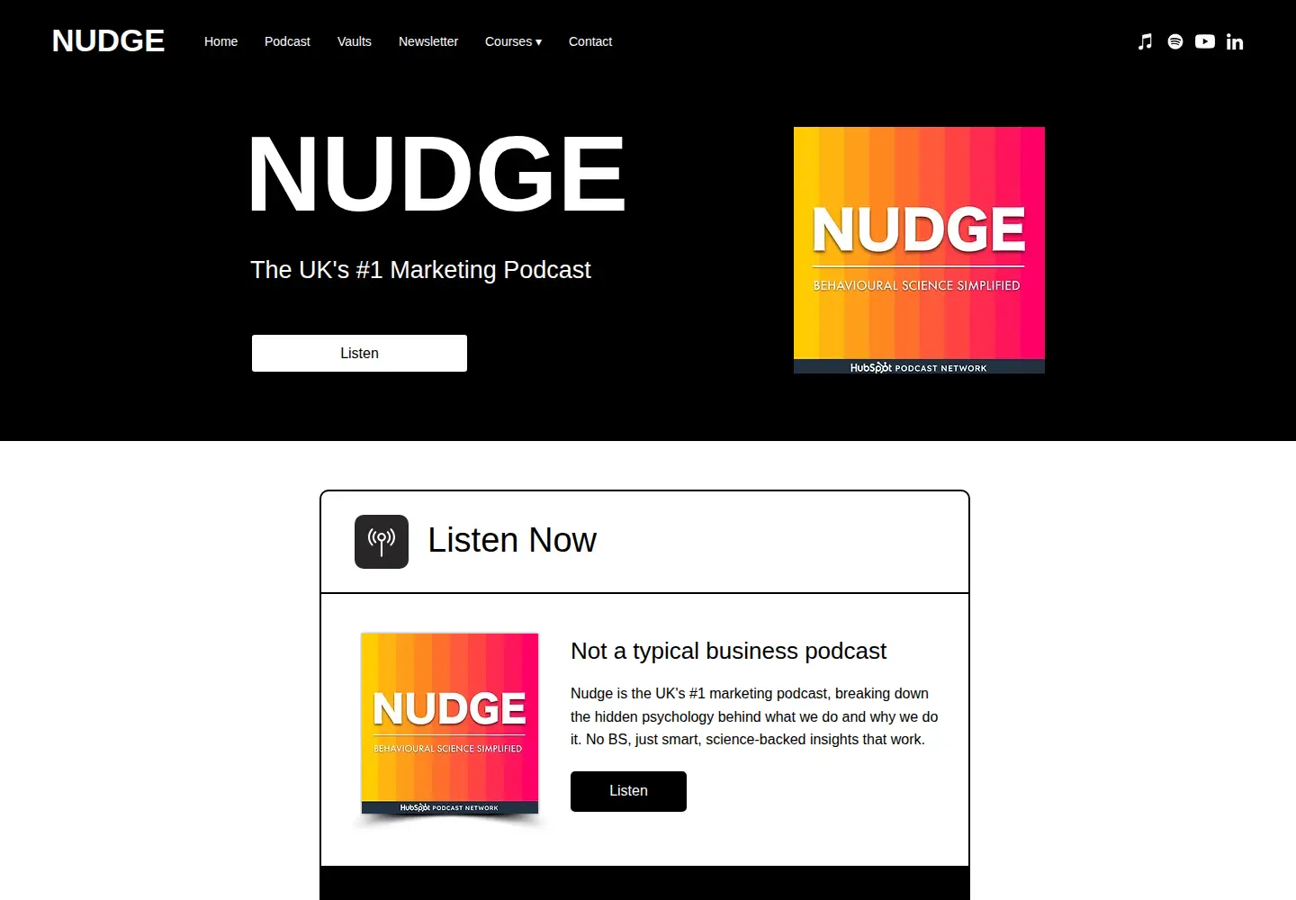 Captured homepage of nudgepodcast.com in the current scan