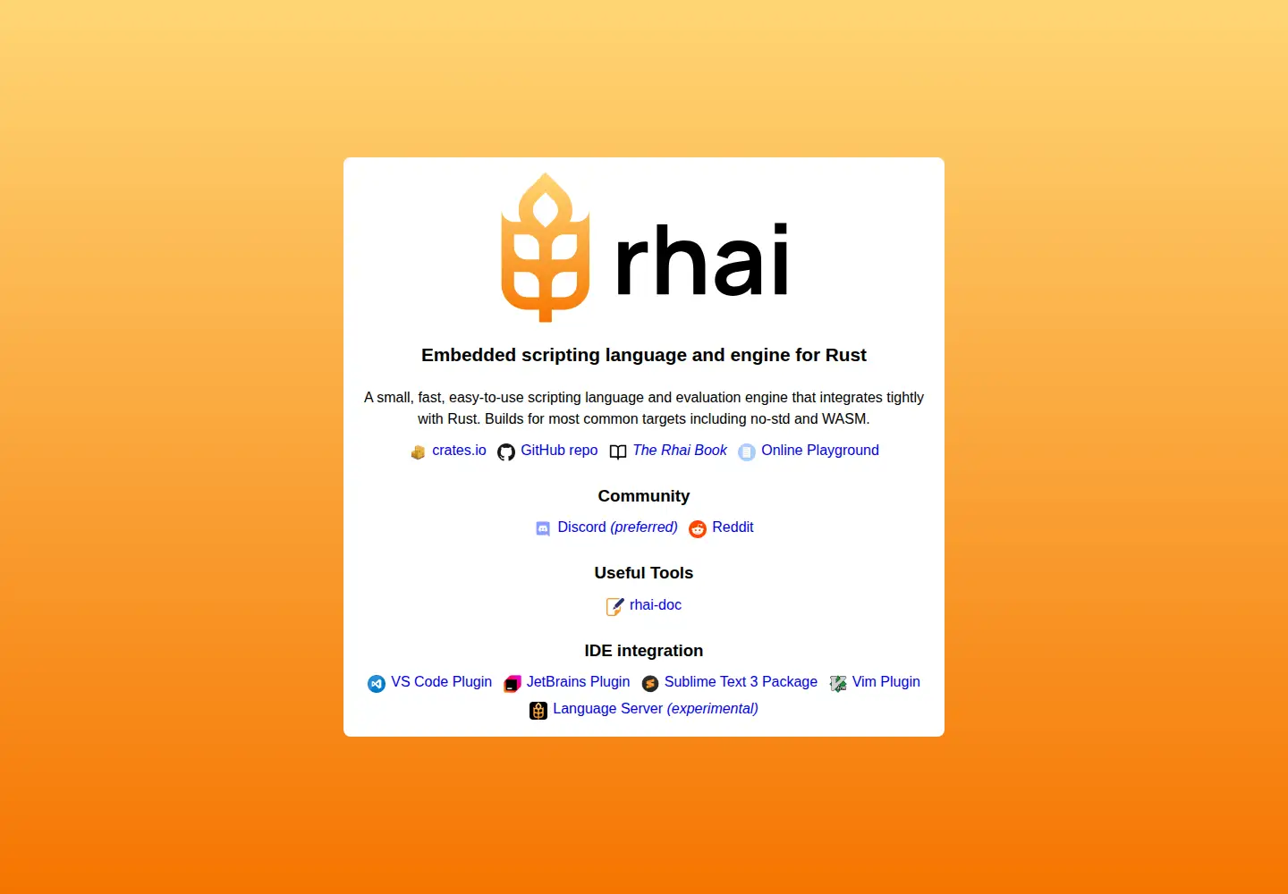 Screenshot of rhai.rs