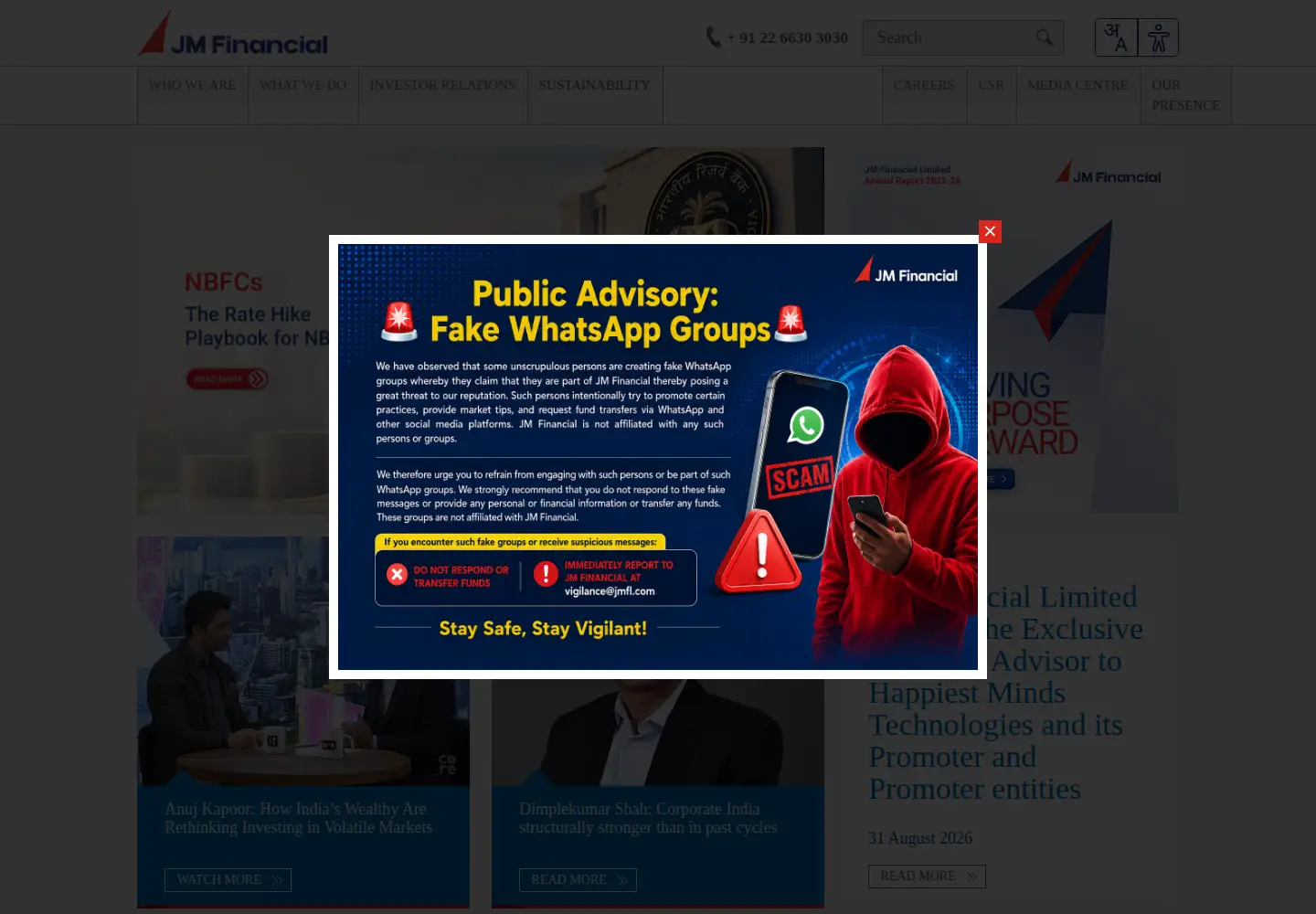 Captured homepage of jmfl.com in the current scan
