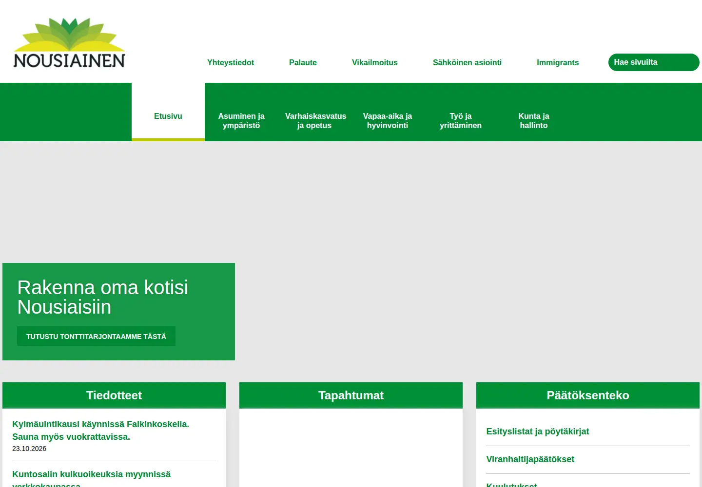 Captured homepage of nousiainen.fi in the current scan