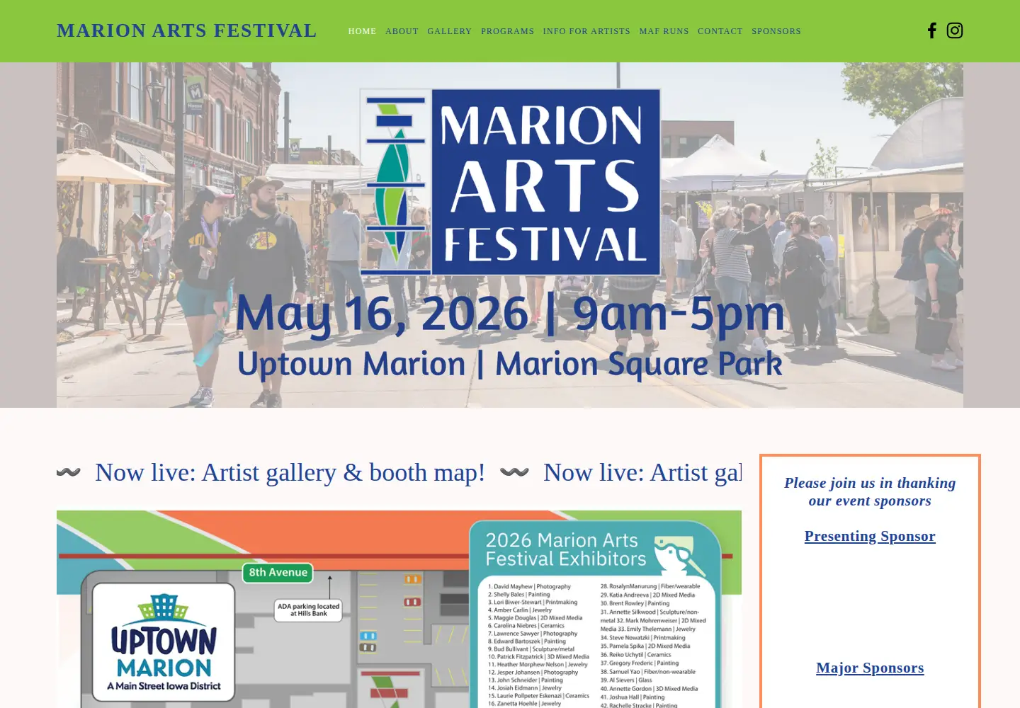 Screenshot of marionartsfestival.com