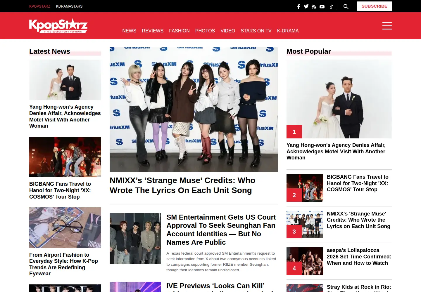 Screenshot of kpopstarz.com