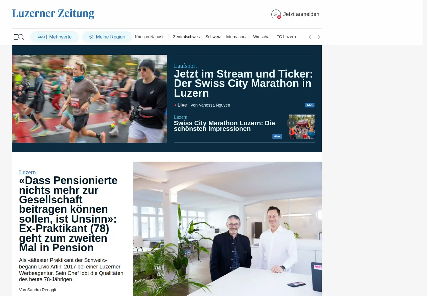 Captured homepage of zisch.ch in the current scan