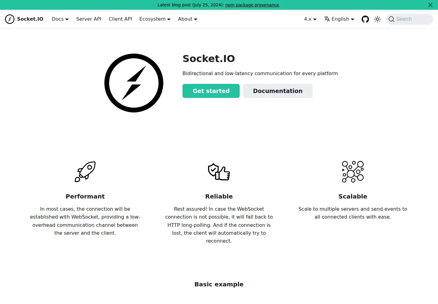 Screenshot of socket.io