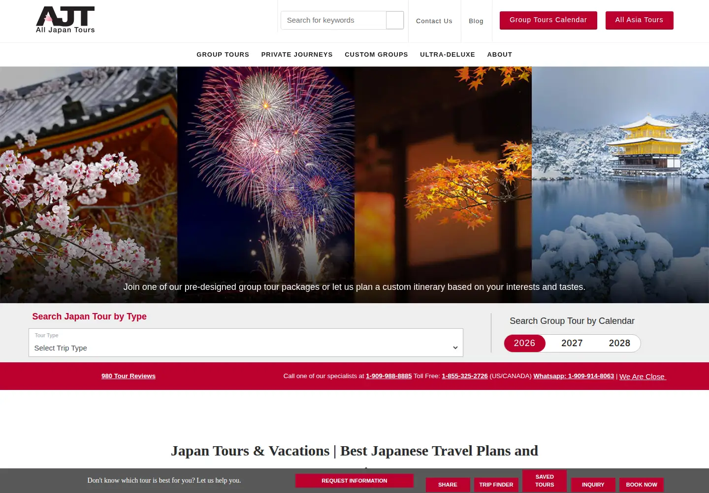 Captured homepage of alljapantours.com in the current scan