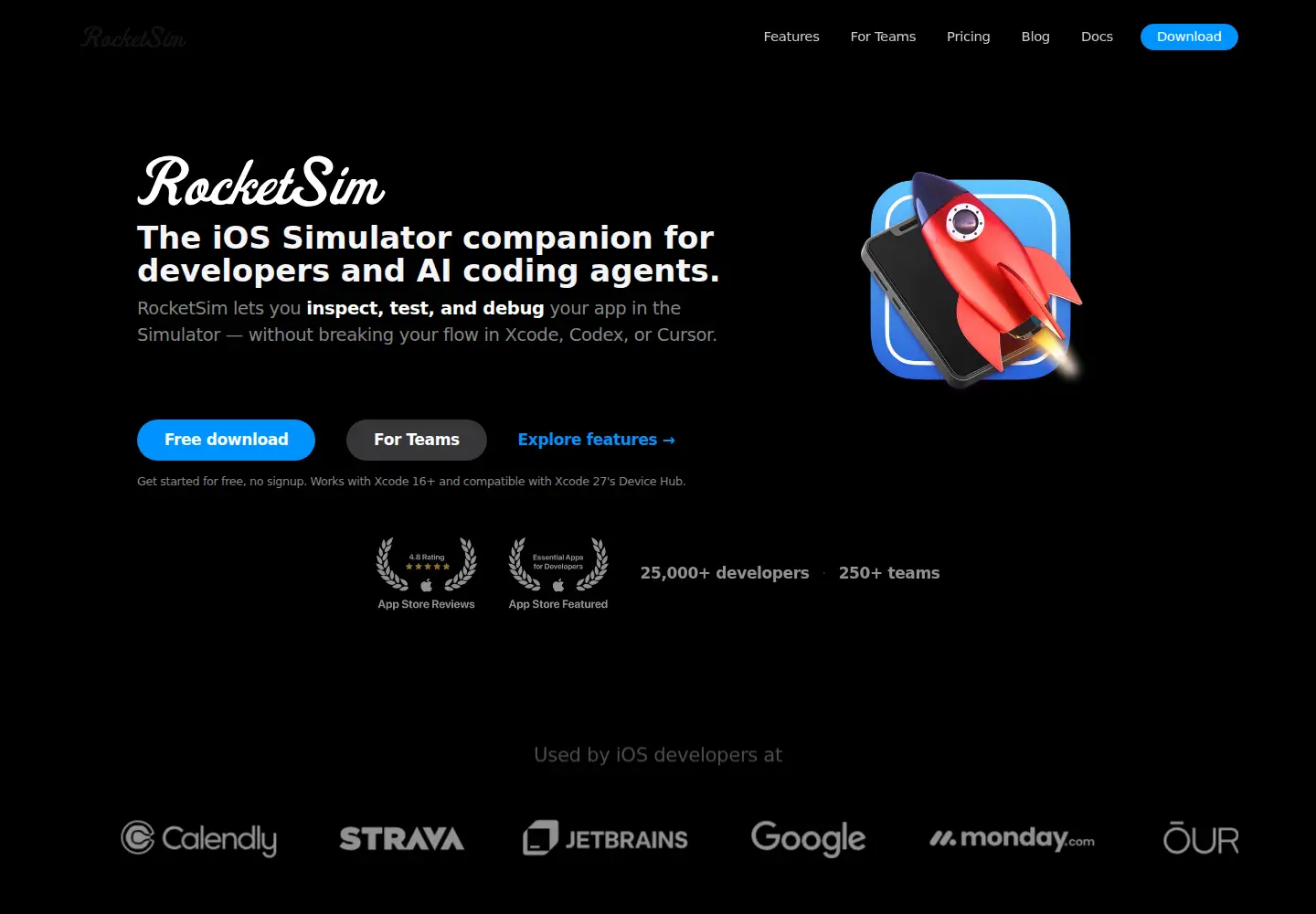 Screenshot of rocketsim.app