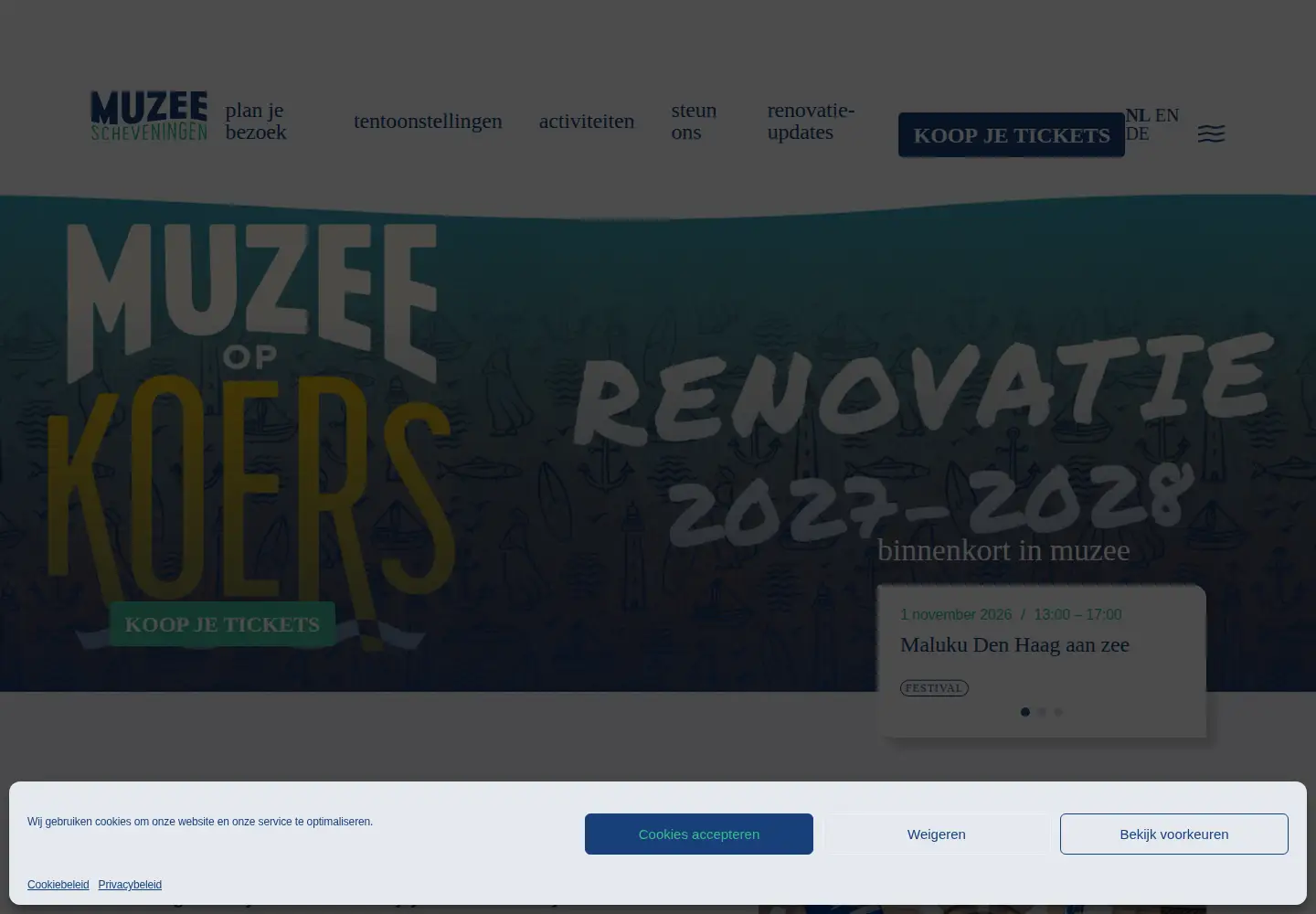 Screenshot of muzeescheveningen.nl