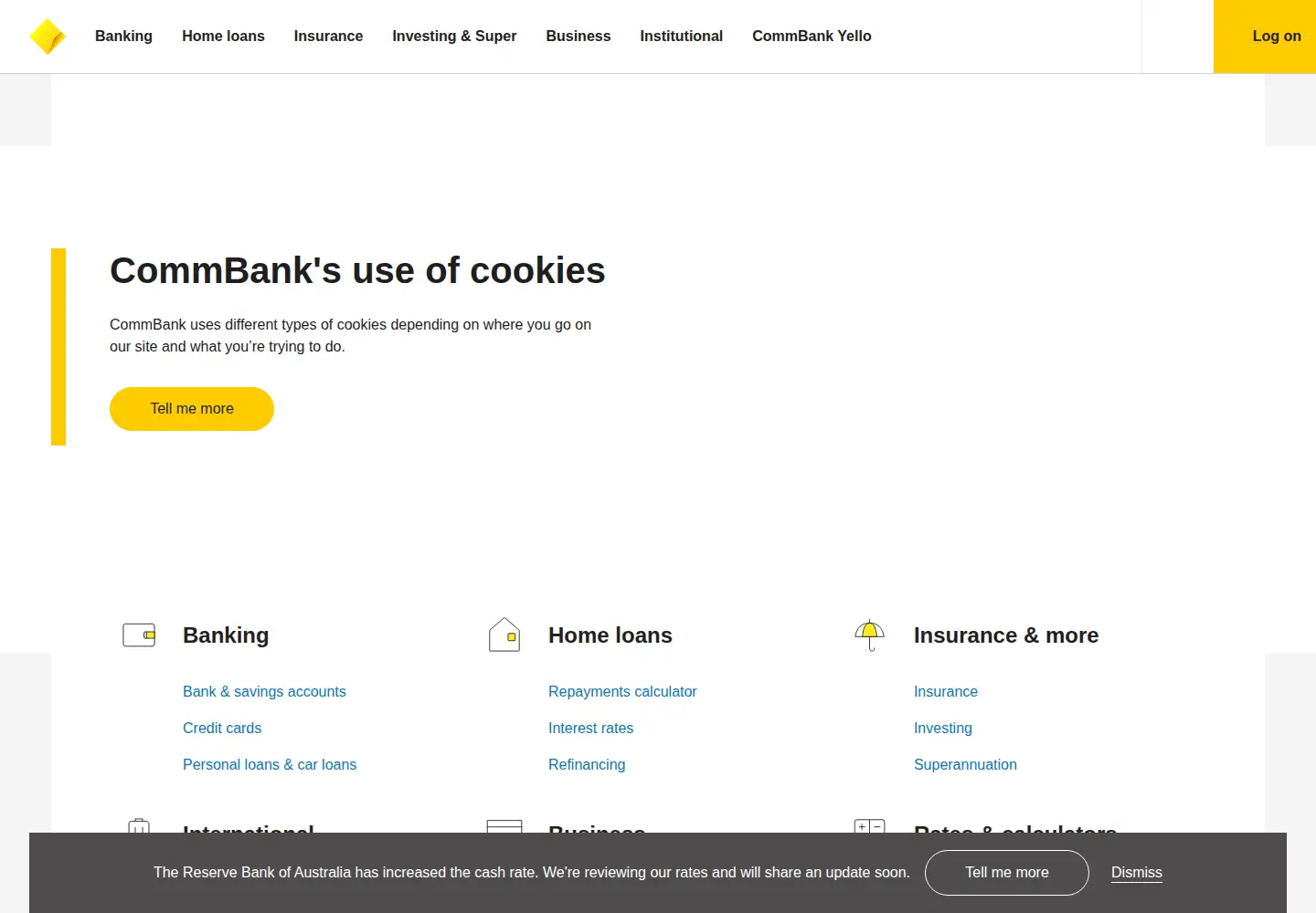 Screenshot of commbank.com.au