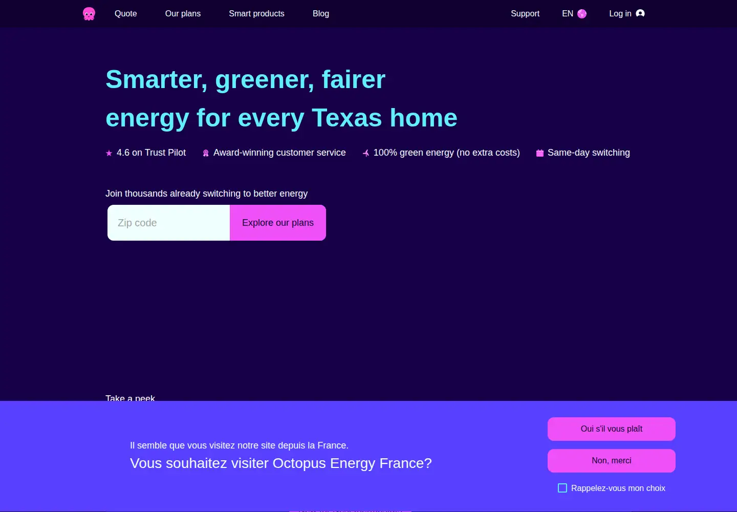 Captured homepage of octopusenergy.com in the current scan