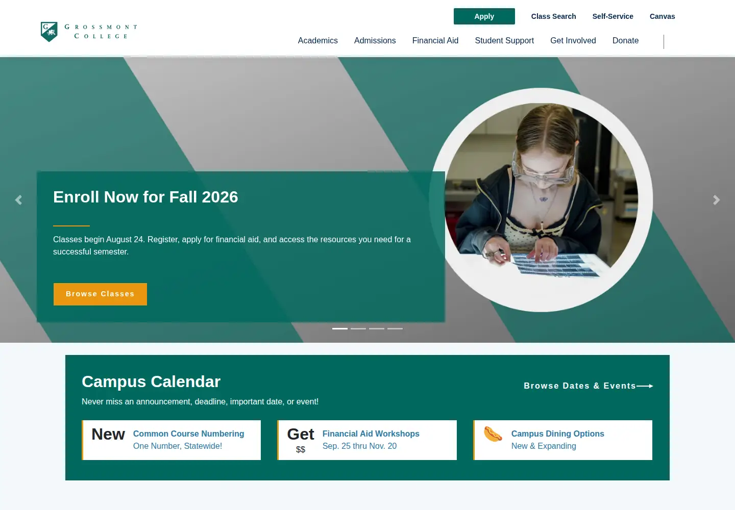 Screenshot of grossmont.edu