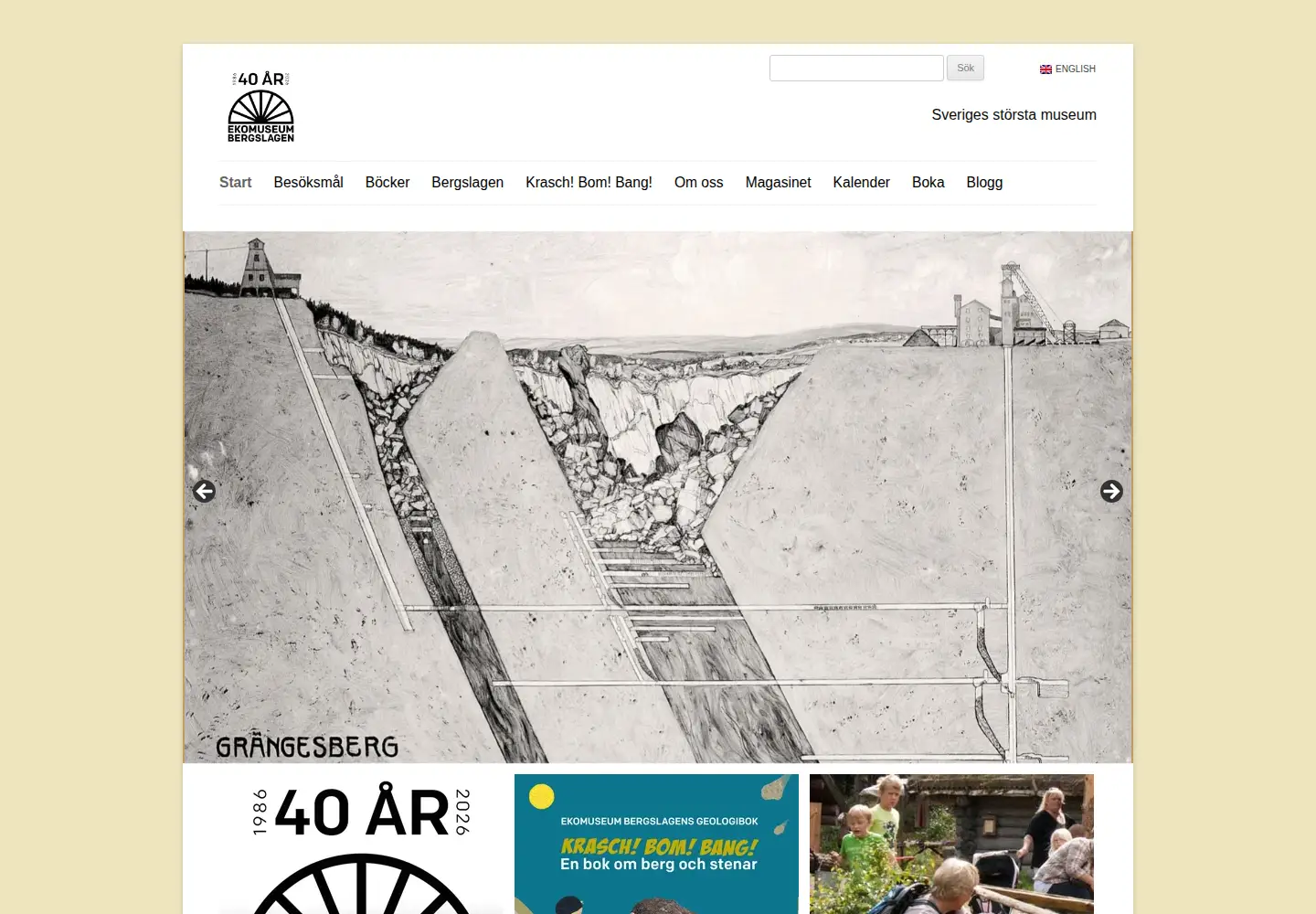 Captured homepage of ekomuseum.se in the current scan