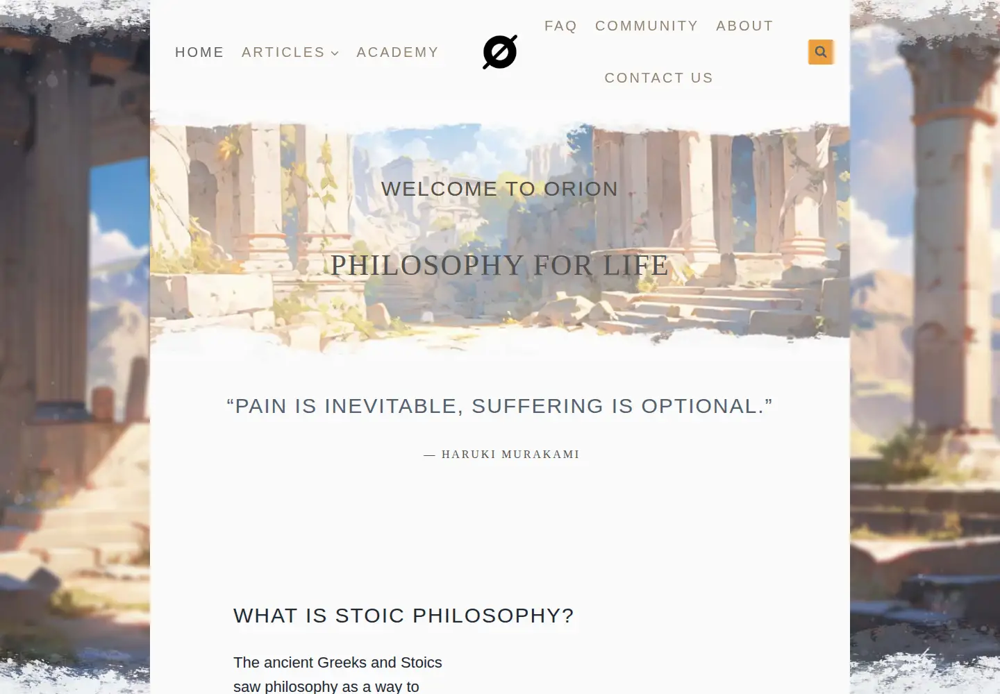 Screenshot of orionphilosophy.com