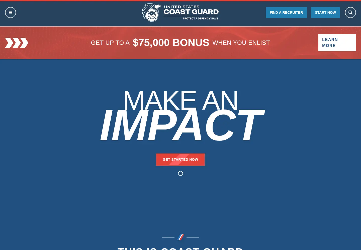 Screenshot of gocoastguard.com