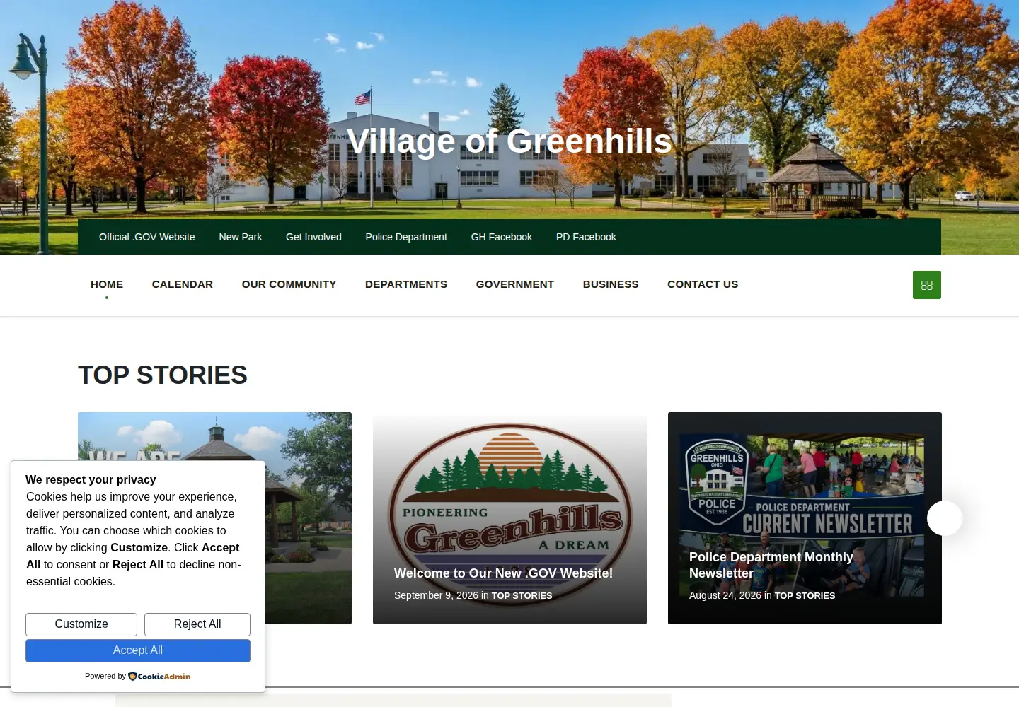 Screenshot of greenhillsohio.us