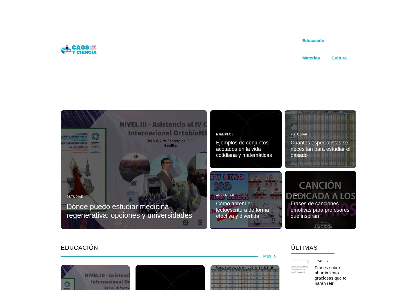 Screenshot of caosyciencia.com