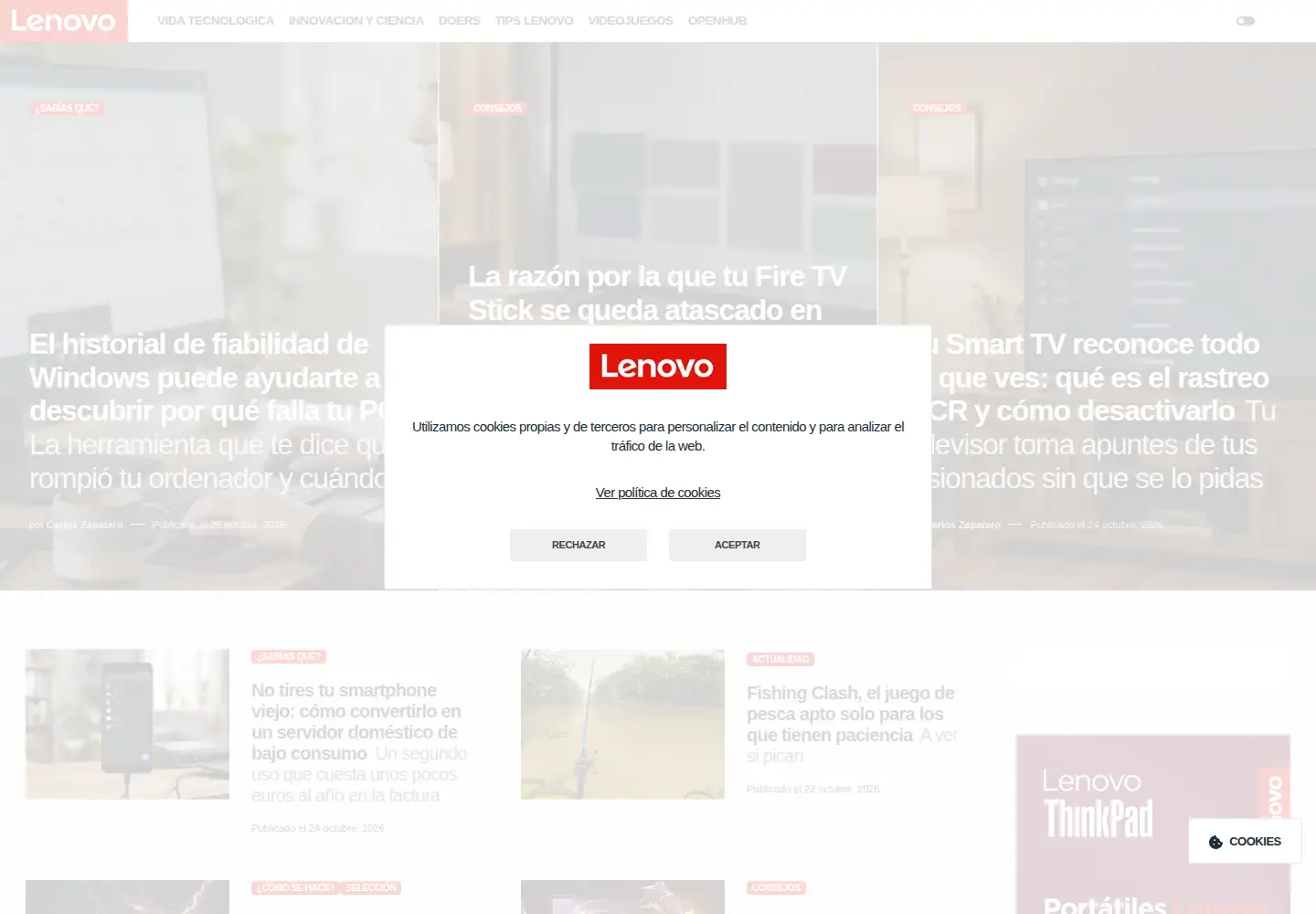 Captured homepage of bloglenovo.es in the current scan