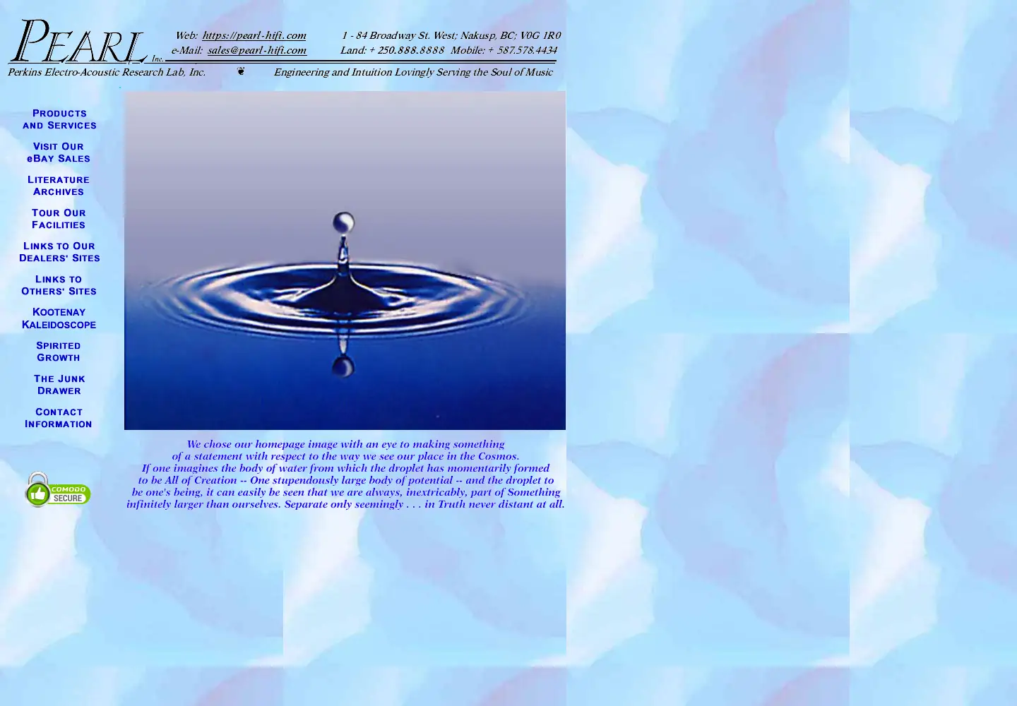 Captured homepage of pearl-hifi.com in the current scan