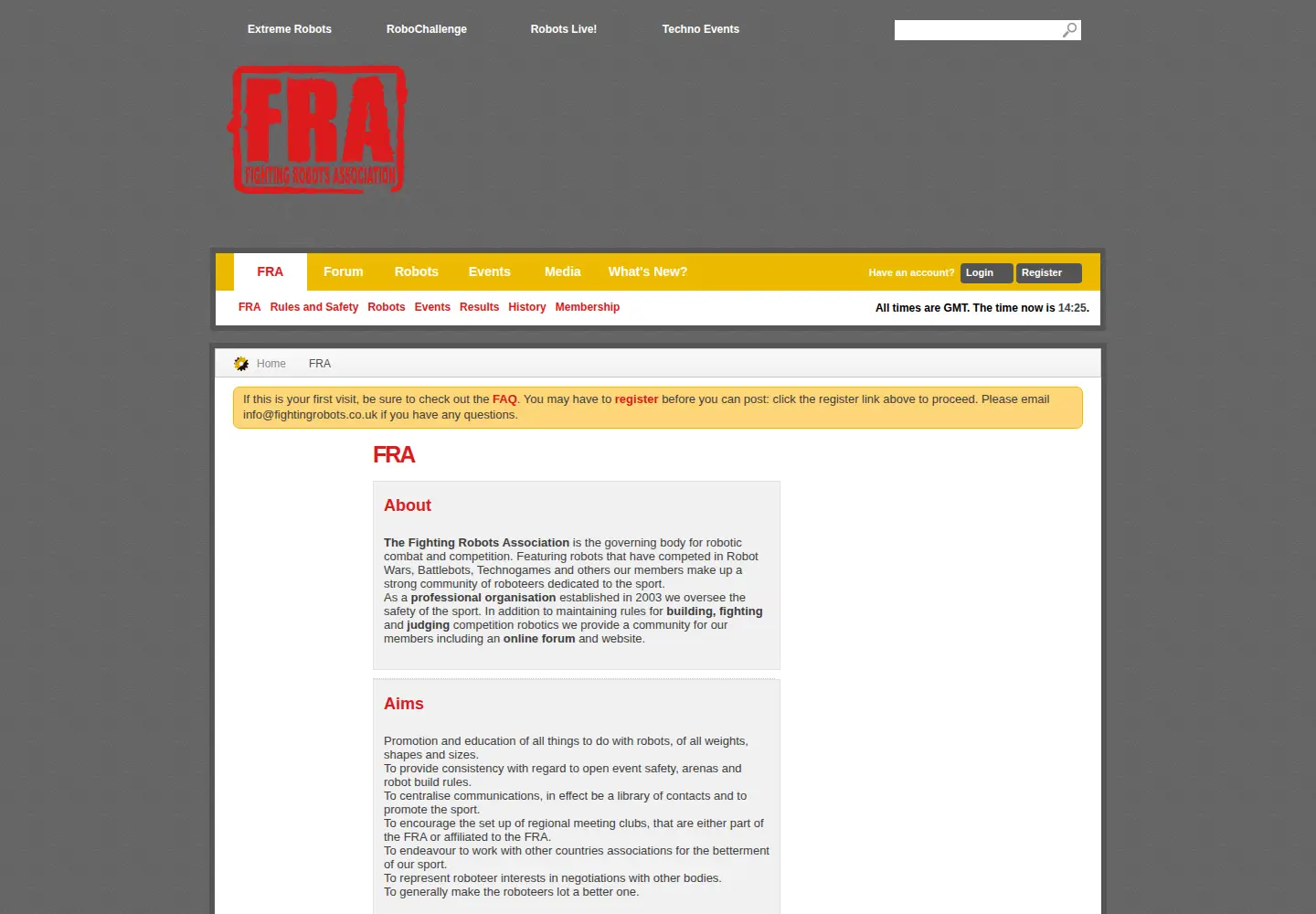 Captured homepage of fightingrobots.co.uk in the current scan