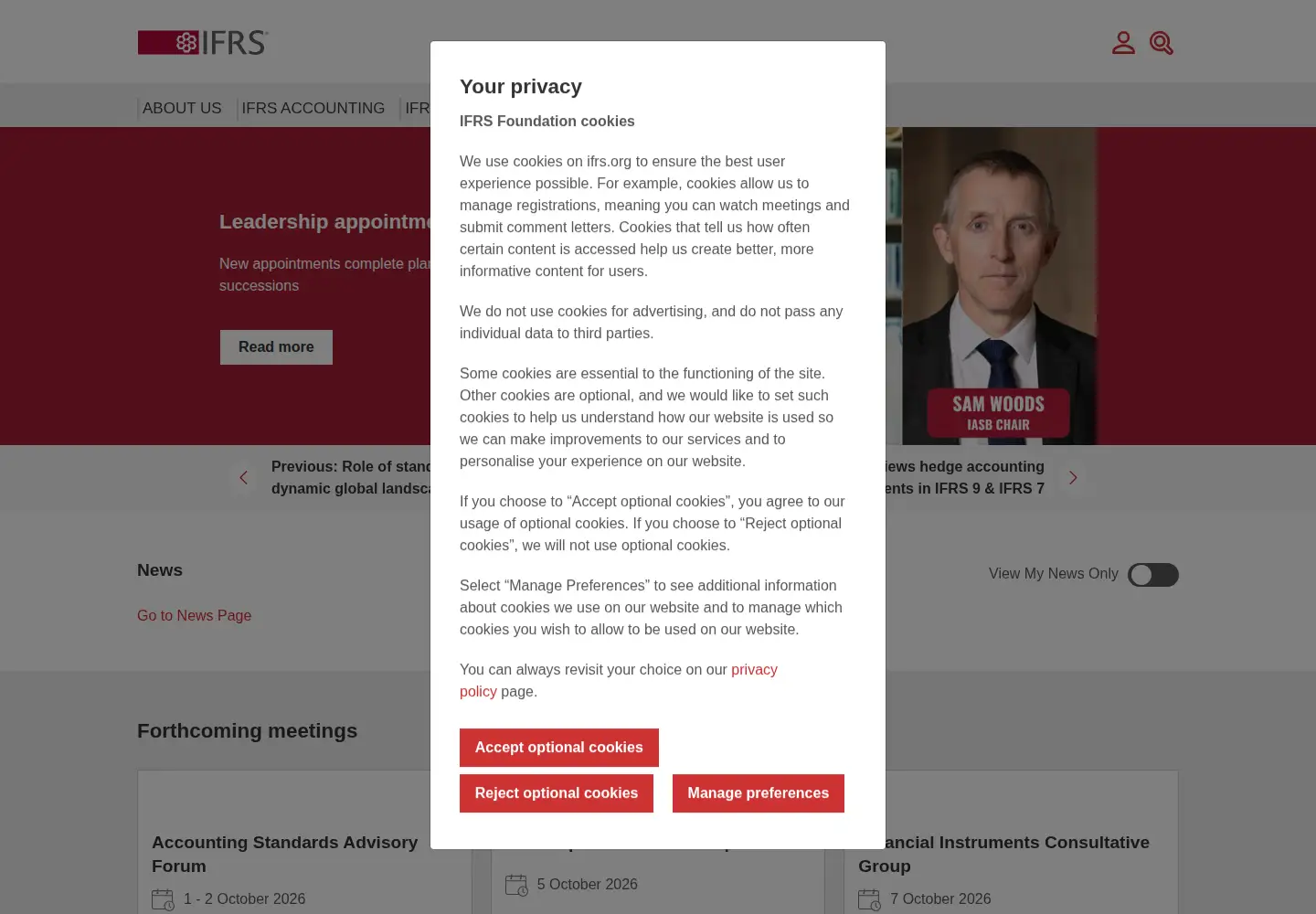Screenshot of ifrs.org