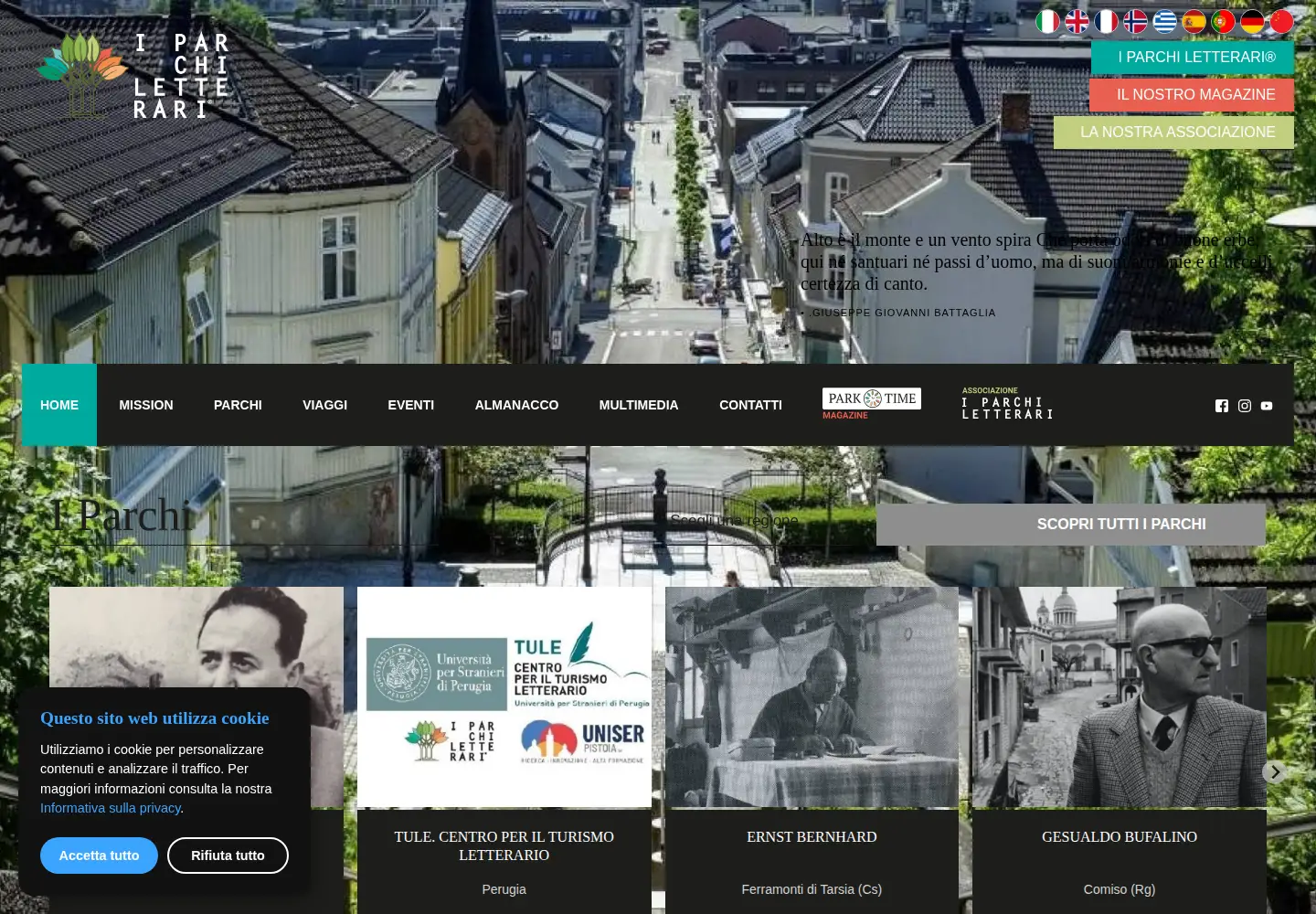 Captured homepage of parchiletterari.com in the current scan