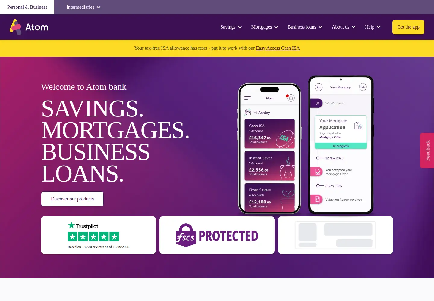 Screenshot of atombank.co.uk