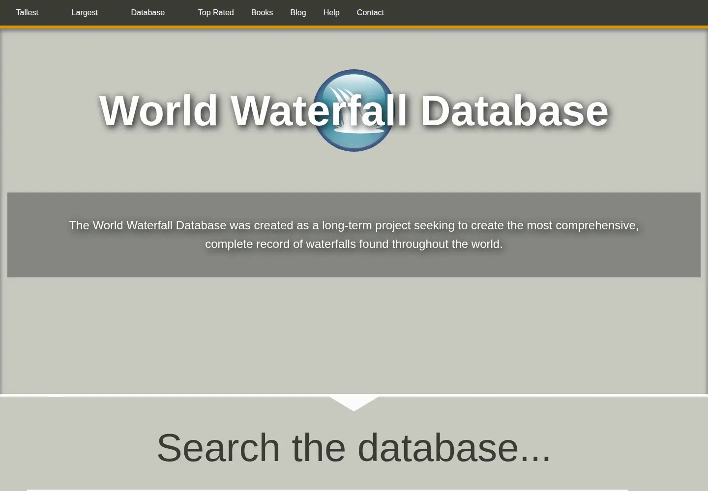 Screenshot of worldwaterfalldatabase.com