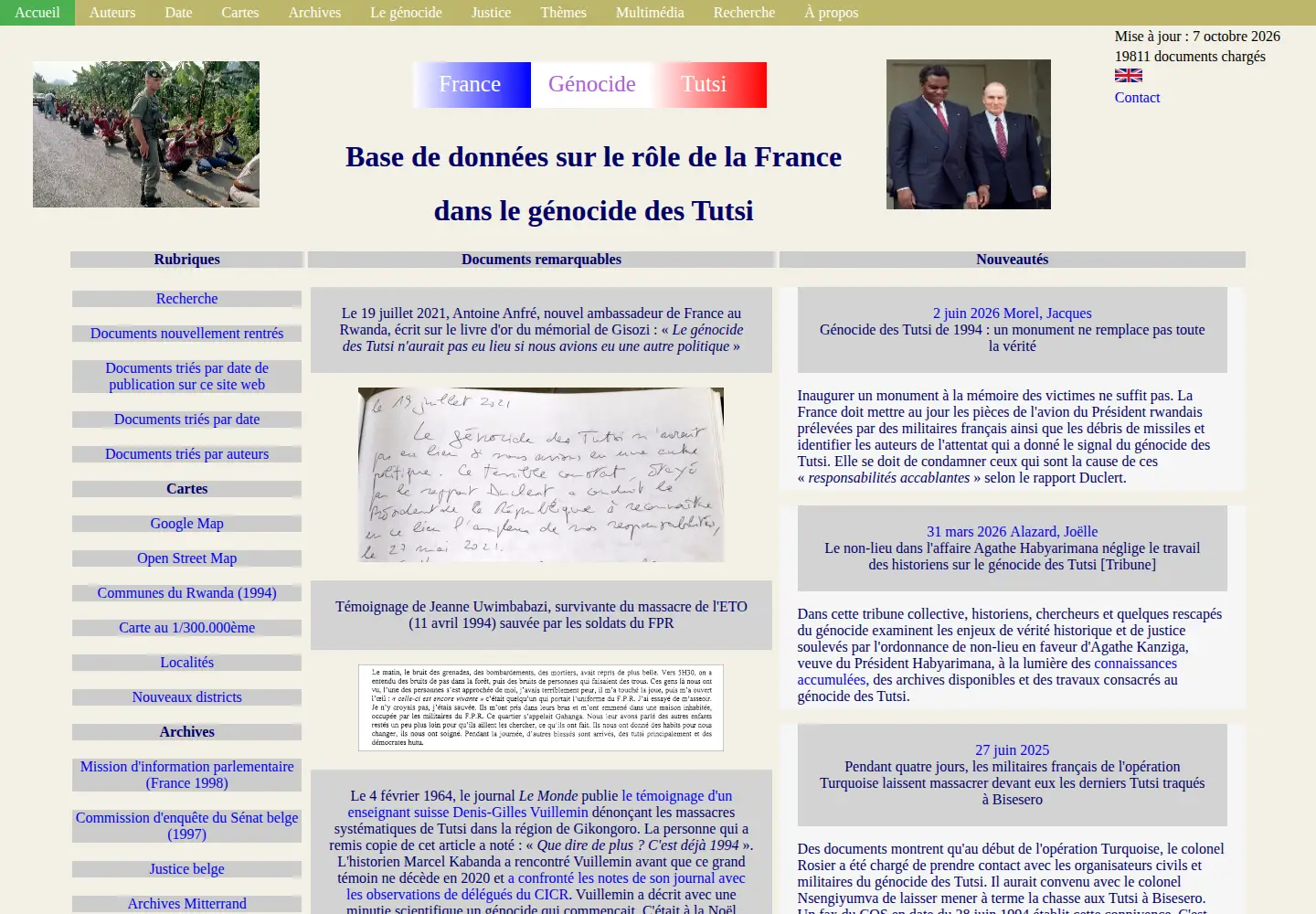 Screenshot of francegenocidetutsi.org