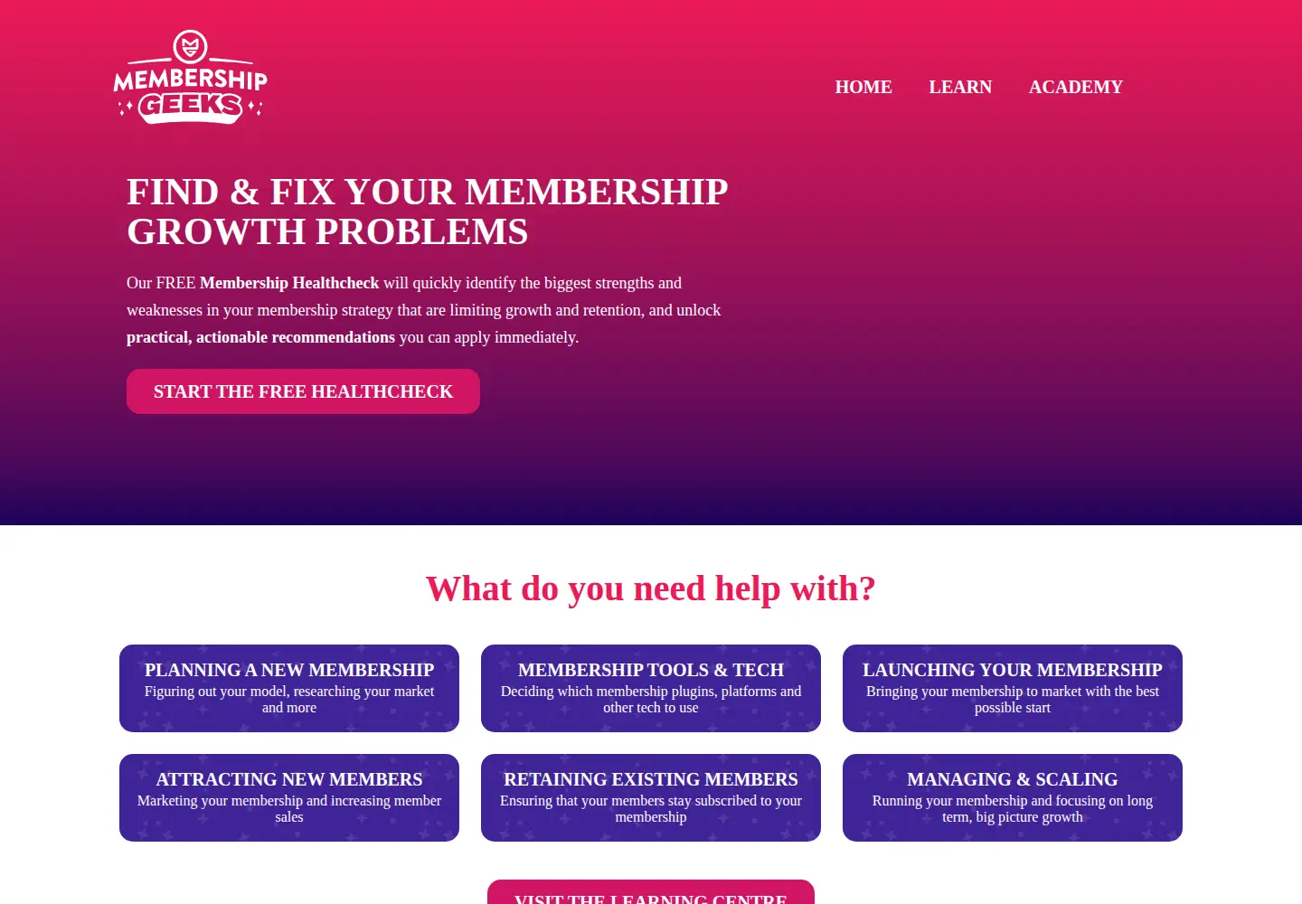 Captured homepage of membershipgeeks.com in the current scan