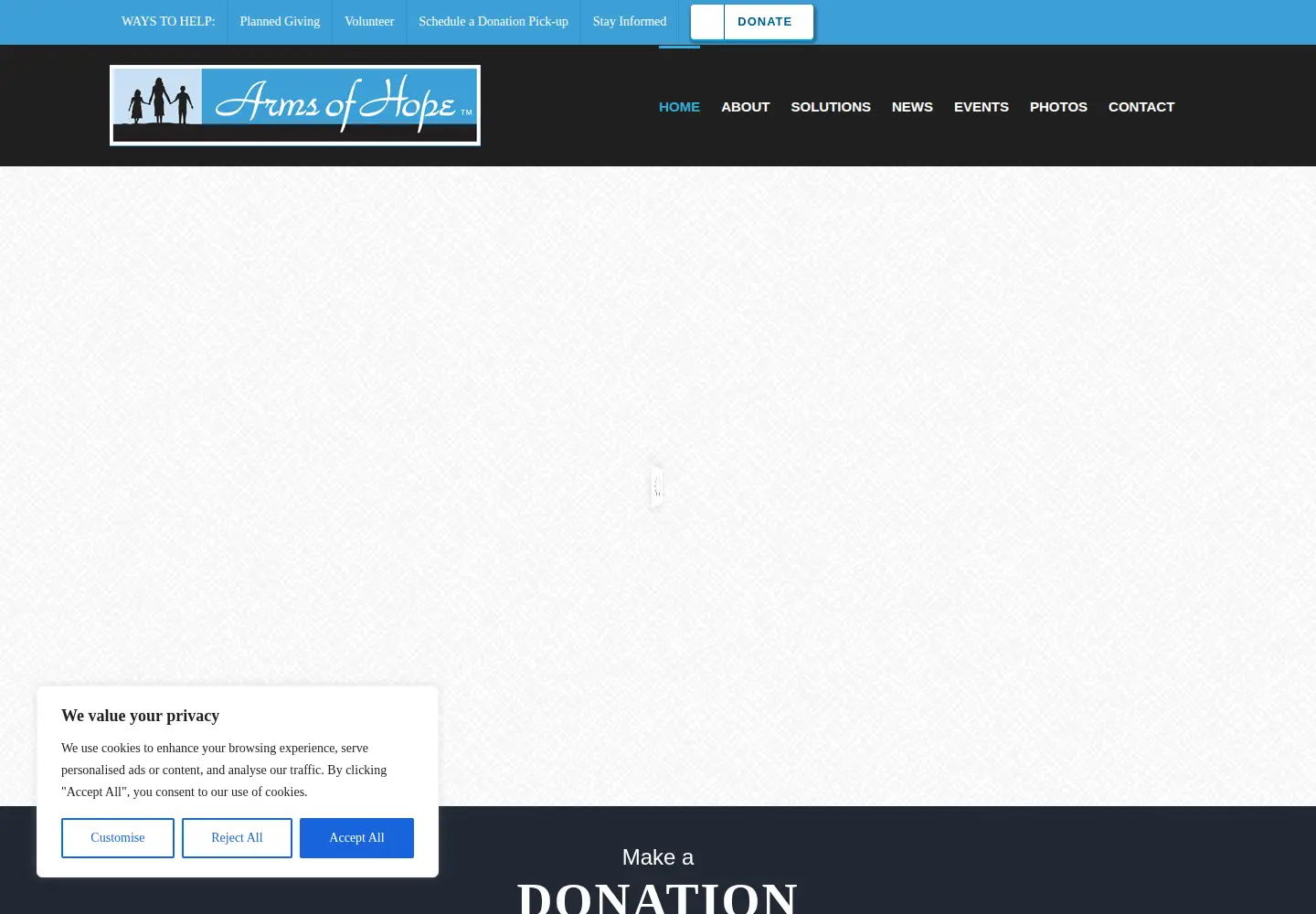 Screenshot of armsofhope.org