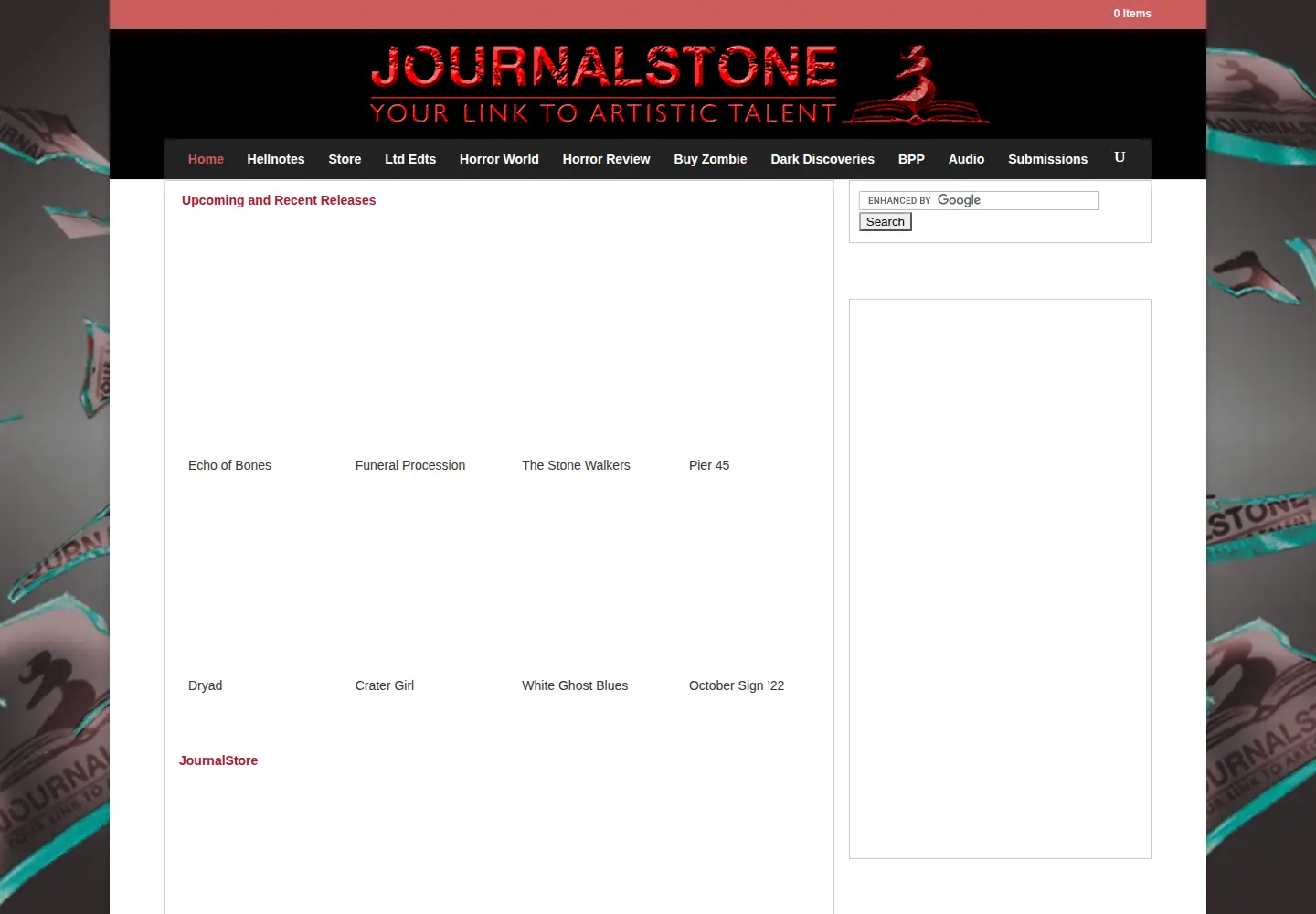 Captured homepage of journalstone.com in the current scan